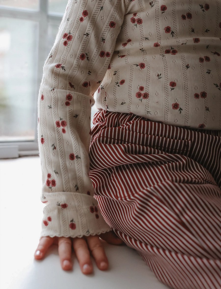 Petit Piao - PPGracie L_S Pointelle Body - langærmede bodyer - eggnog rosehip aop - 4