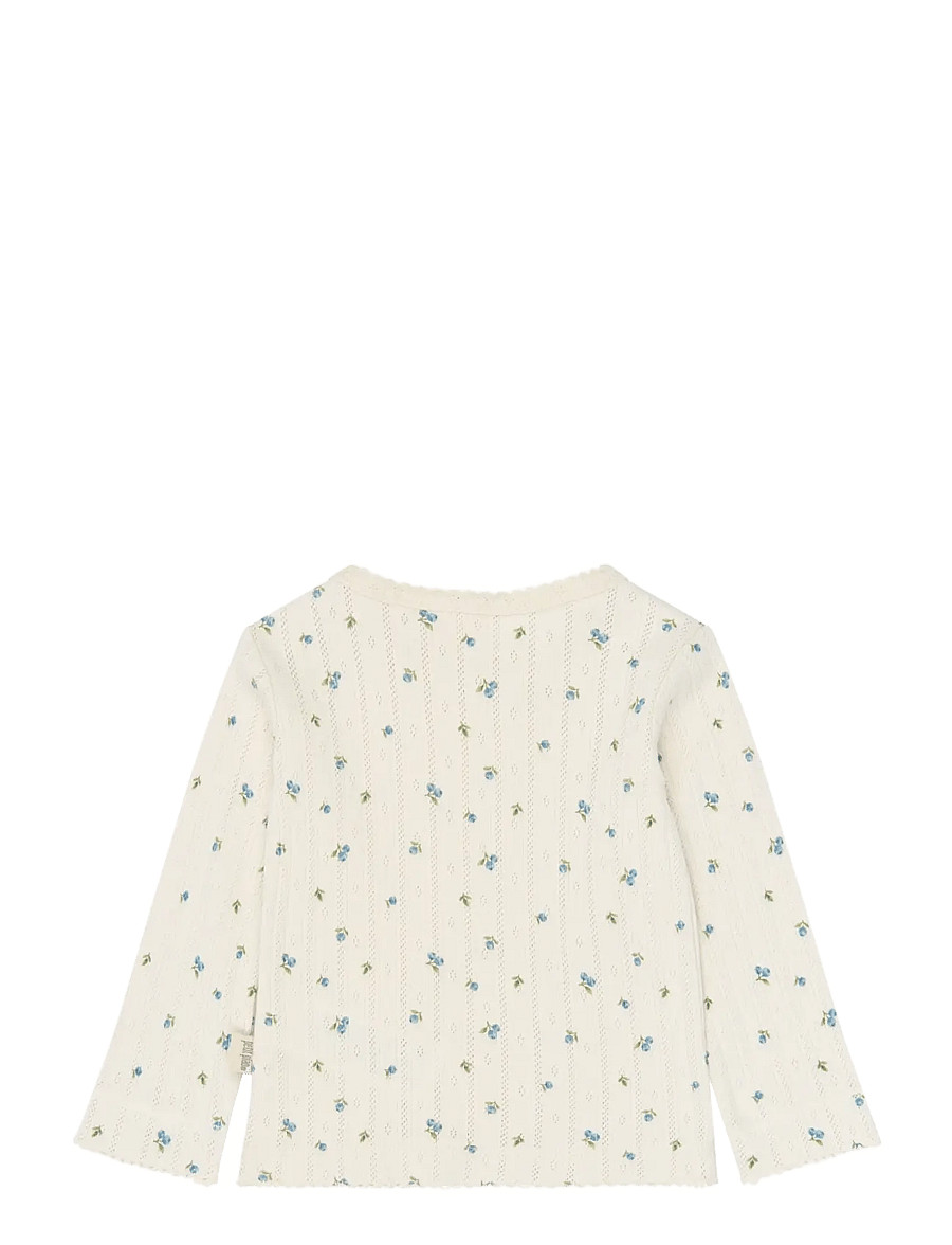 Petit Piao - PPGracie L_S Pointelle Tee - langärmelig - eggnog blueberry aop - 1