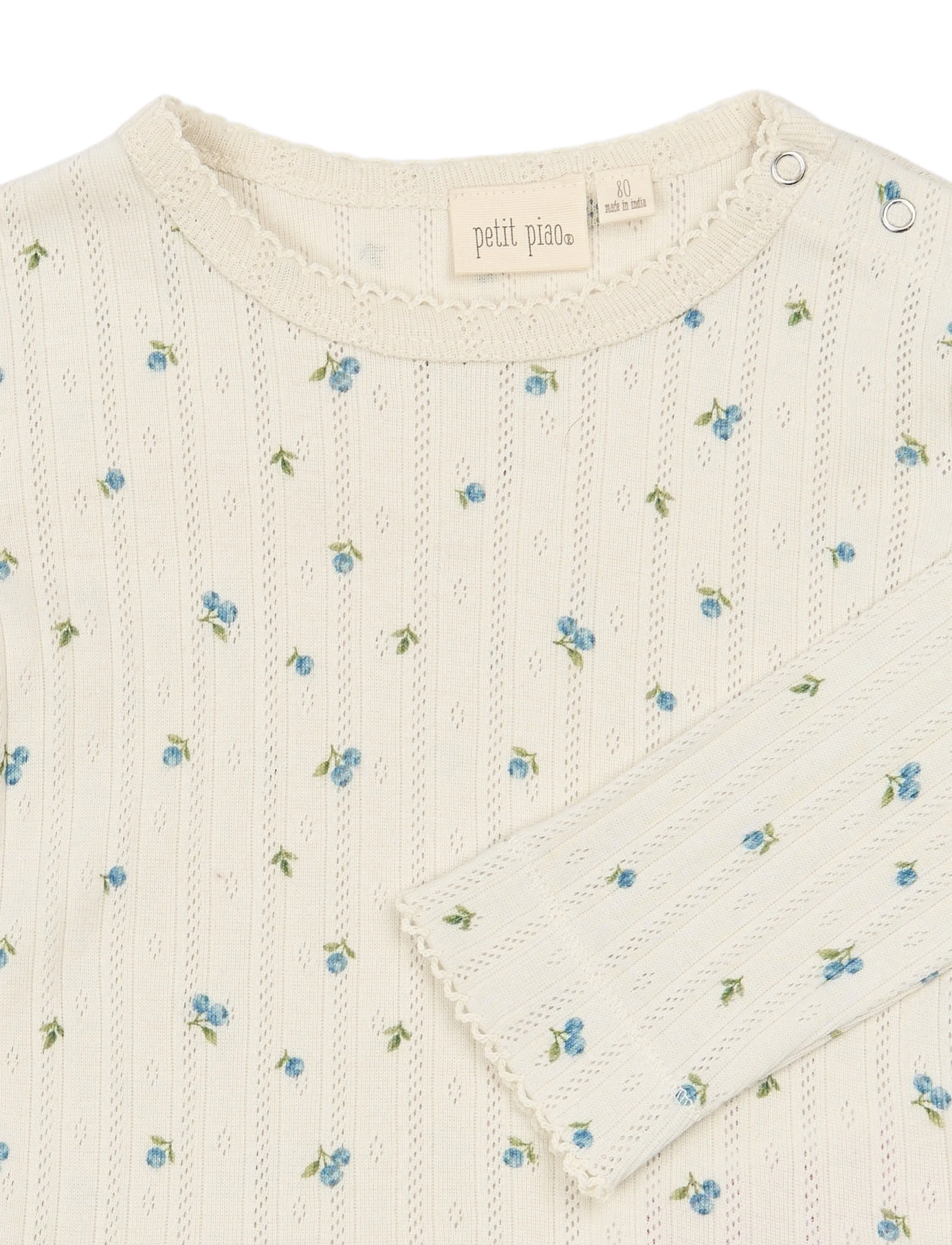Petit Piao - PPGracie L_S Pointelle Tee - langärmelig - eggnog blueberry aop - 2