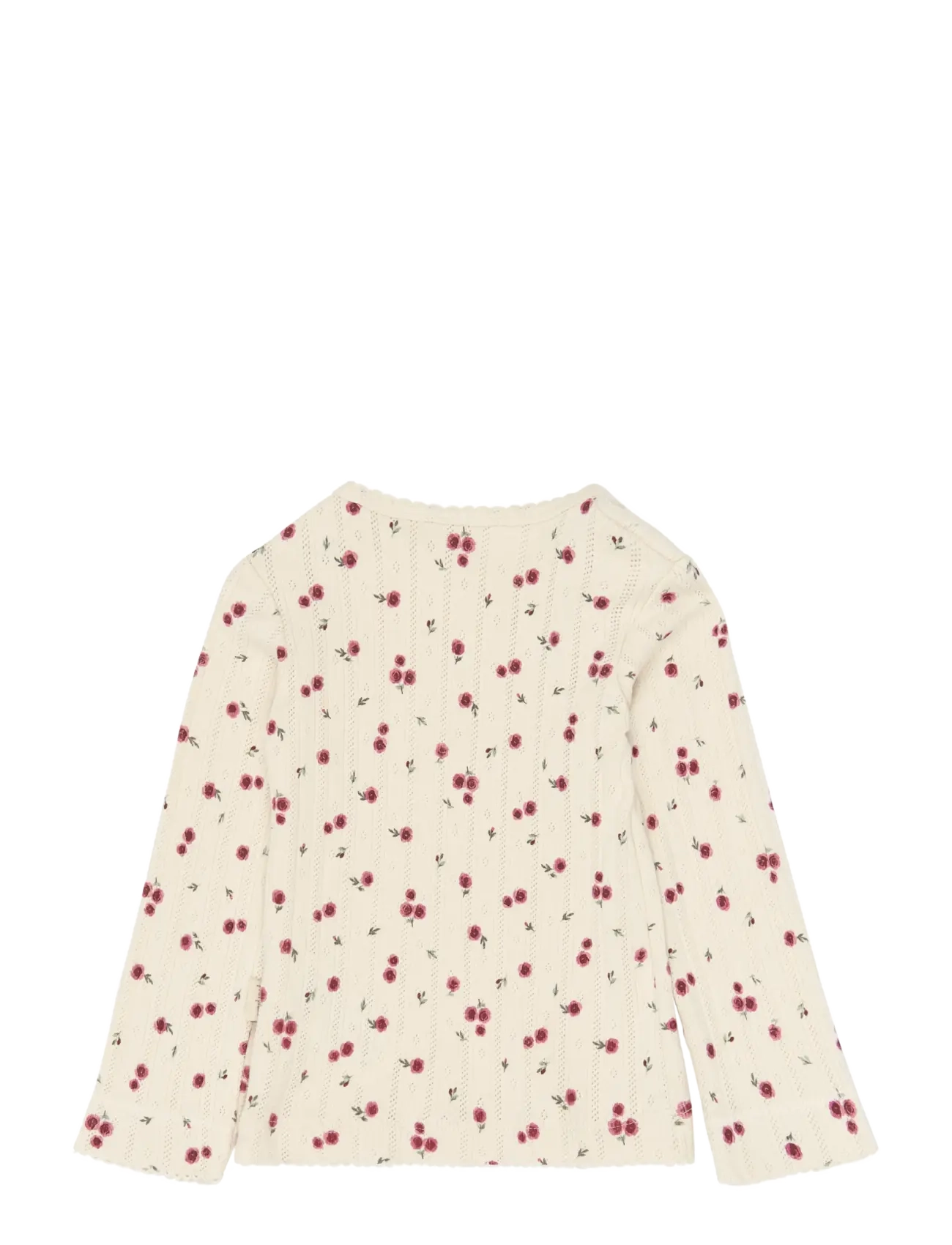 Petit Piao - PPGracie L_S Pointelle Tee - long-sleeved t-shirts - eggnog rosehip aop - 1