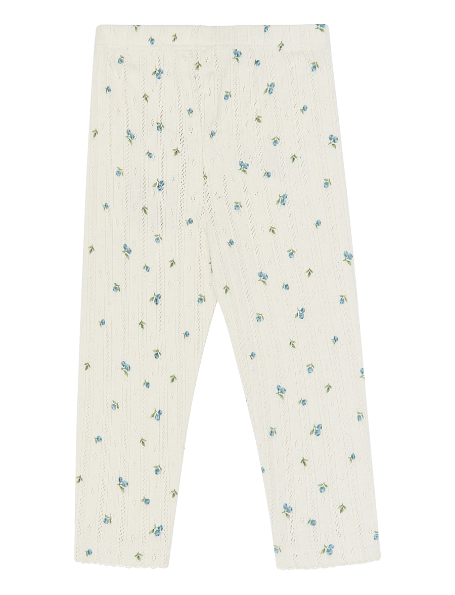 Petit Piao - PPGracie Pointelle Leggings - retuusid - eggnog blueberry aop - 0