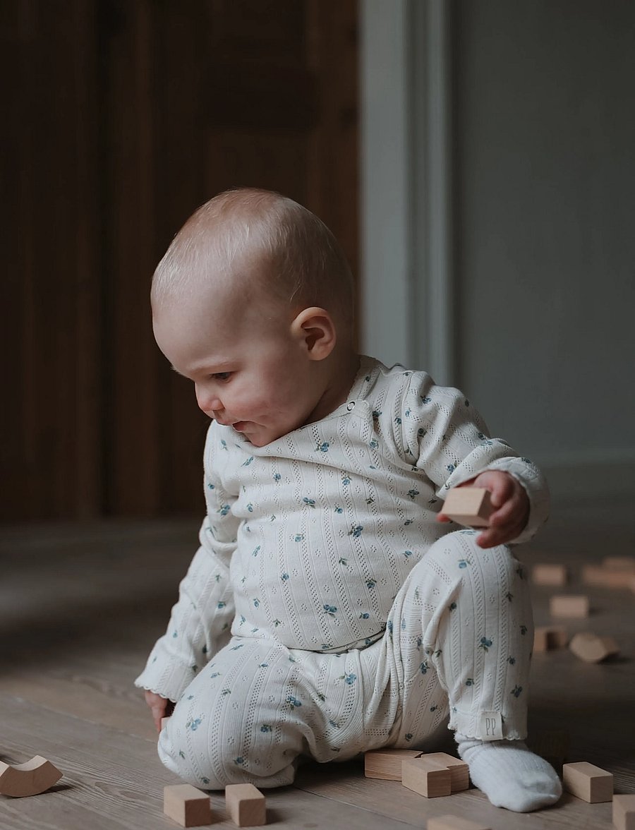 Petit Piao - PPGracie Pointelle Leggings - leggings - eggnog blueberry aop - 0