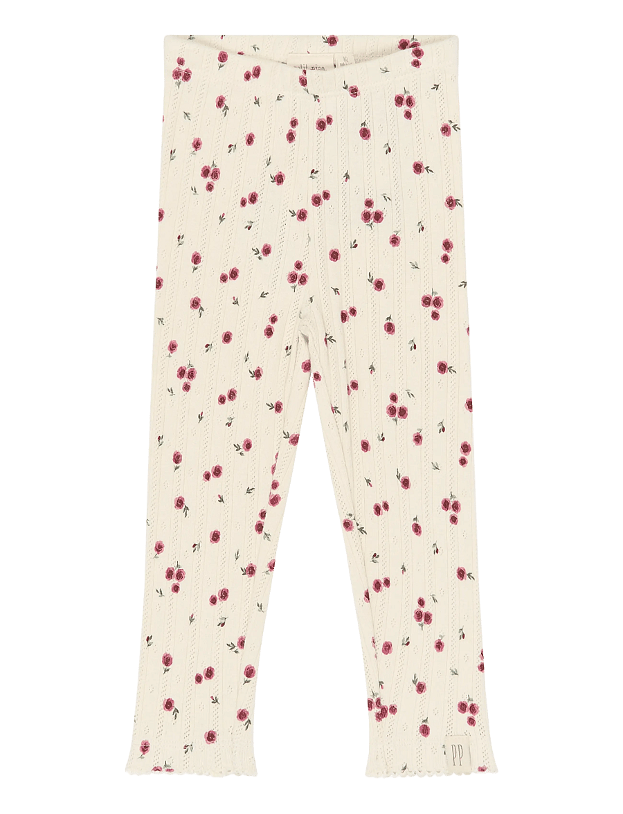 Petit Piao - PPGracie Pointelle Leggings - leggings - eggnog rosehip aop - 0