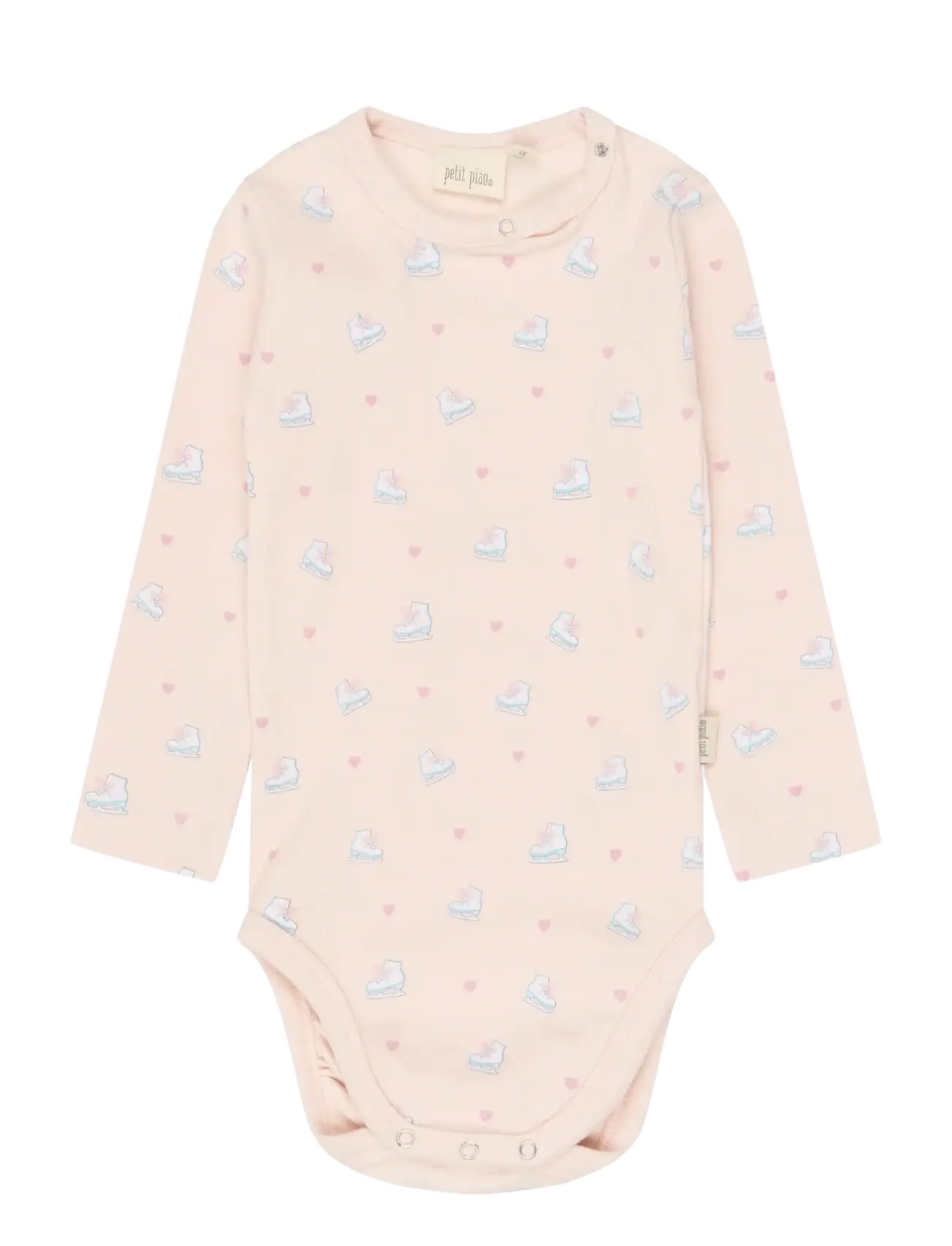 Petit Piao PPGrace L_S Pointelle Body - Kleidung - MAUVE CHALK ICE SKATE AOP / pink/rose