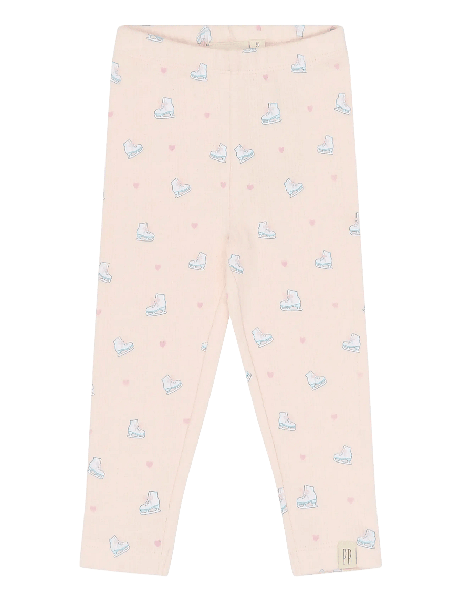 Petit Piao - PPGrace Pointelle Leggings - leggings - mauve chalk ice skate aop - 0