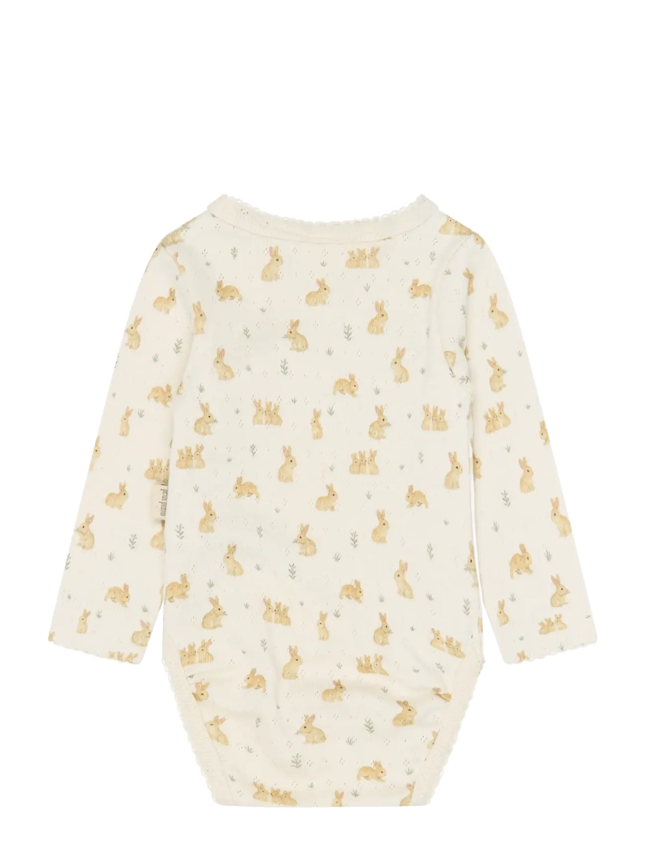 Petit Piao - PPDio L_S Body Fold Pointelle NB - långärmade bodies - eggnog rabbit aop - 1