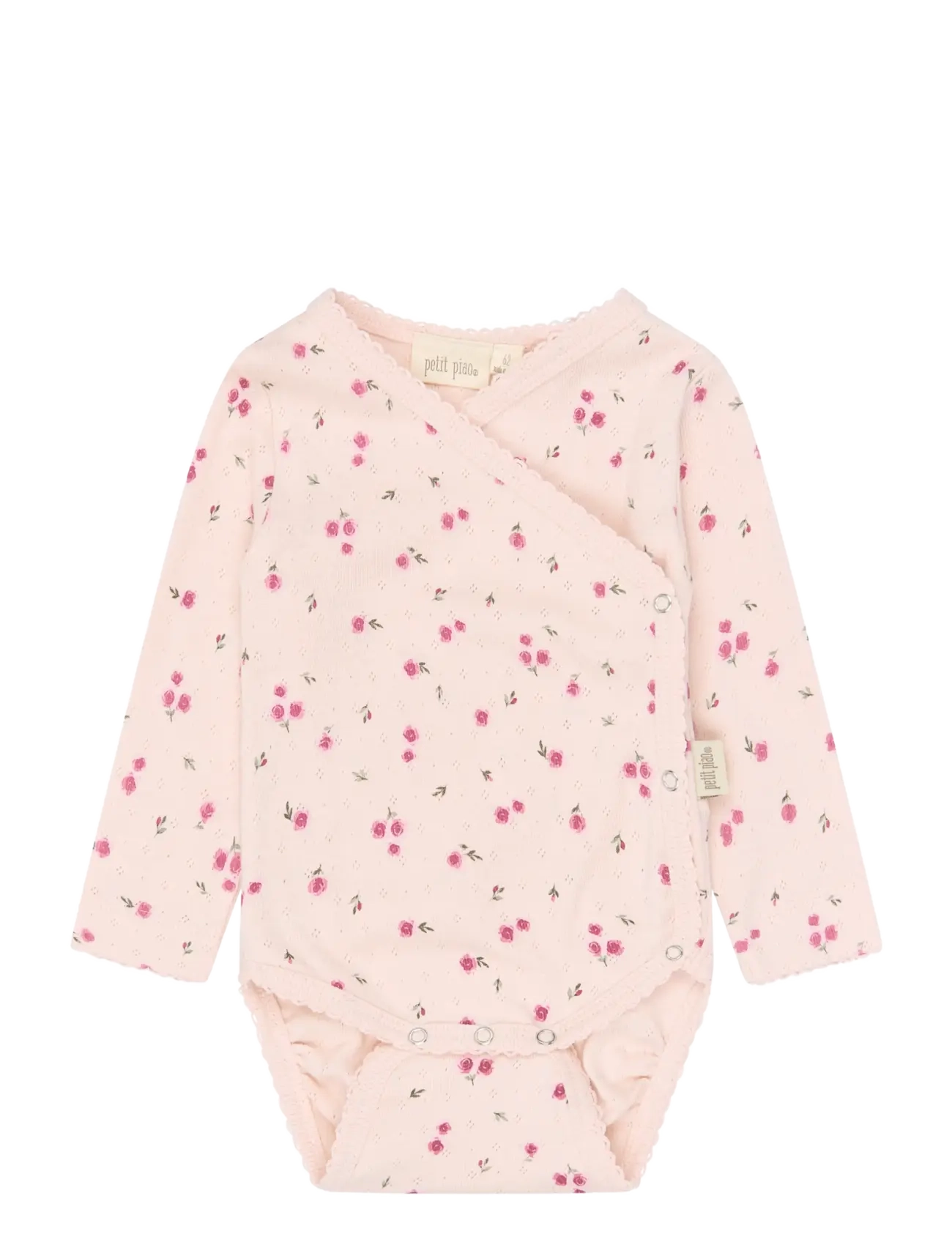 Petit Piao PPDio L_S Body Fold Pointelle NB - Långärmade bodies - MAUVE CHALK ROSEHIP AOP / pink/rose