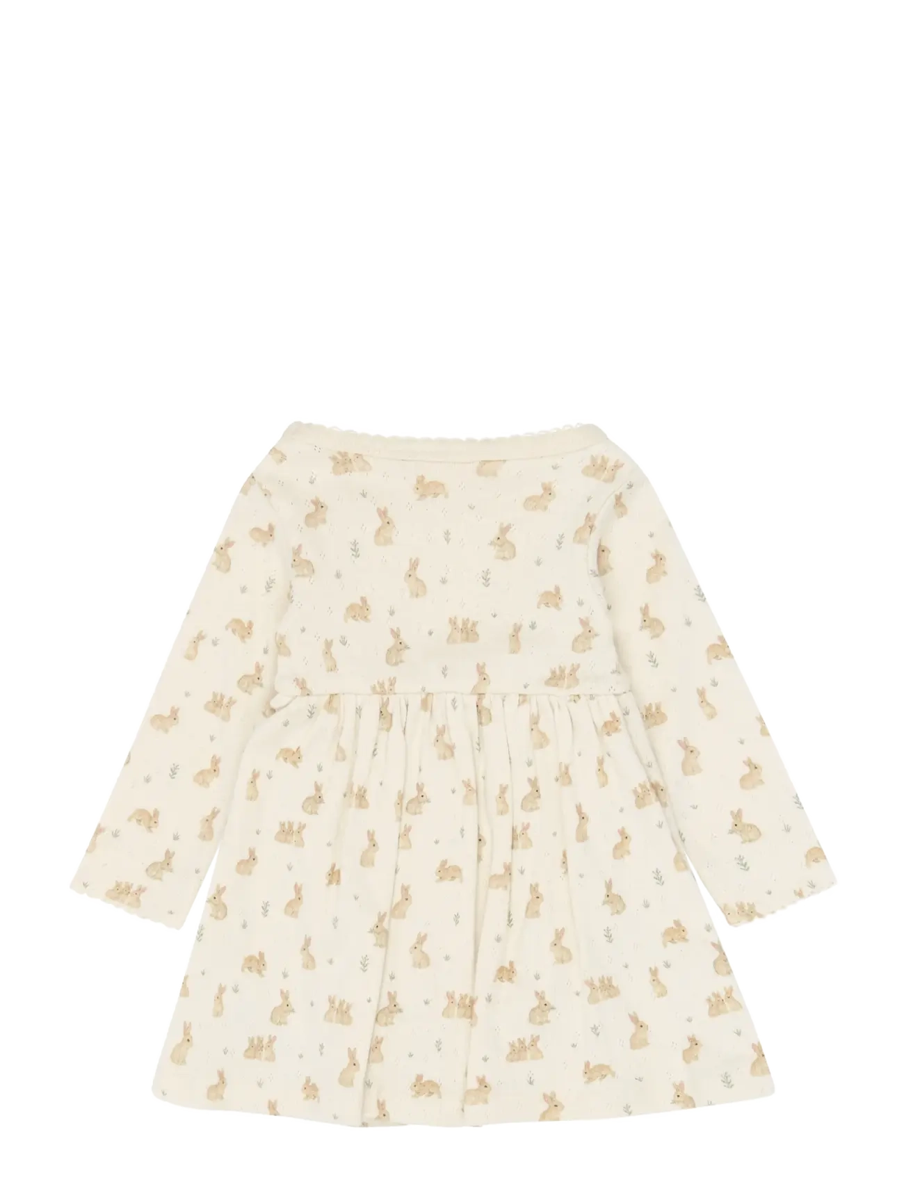 Petit Piao PPDio L_S Body Dress Fold Pointelle - Långärmade bodies - EGGNOG RABBIT AOP / cream