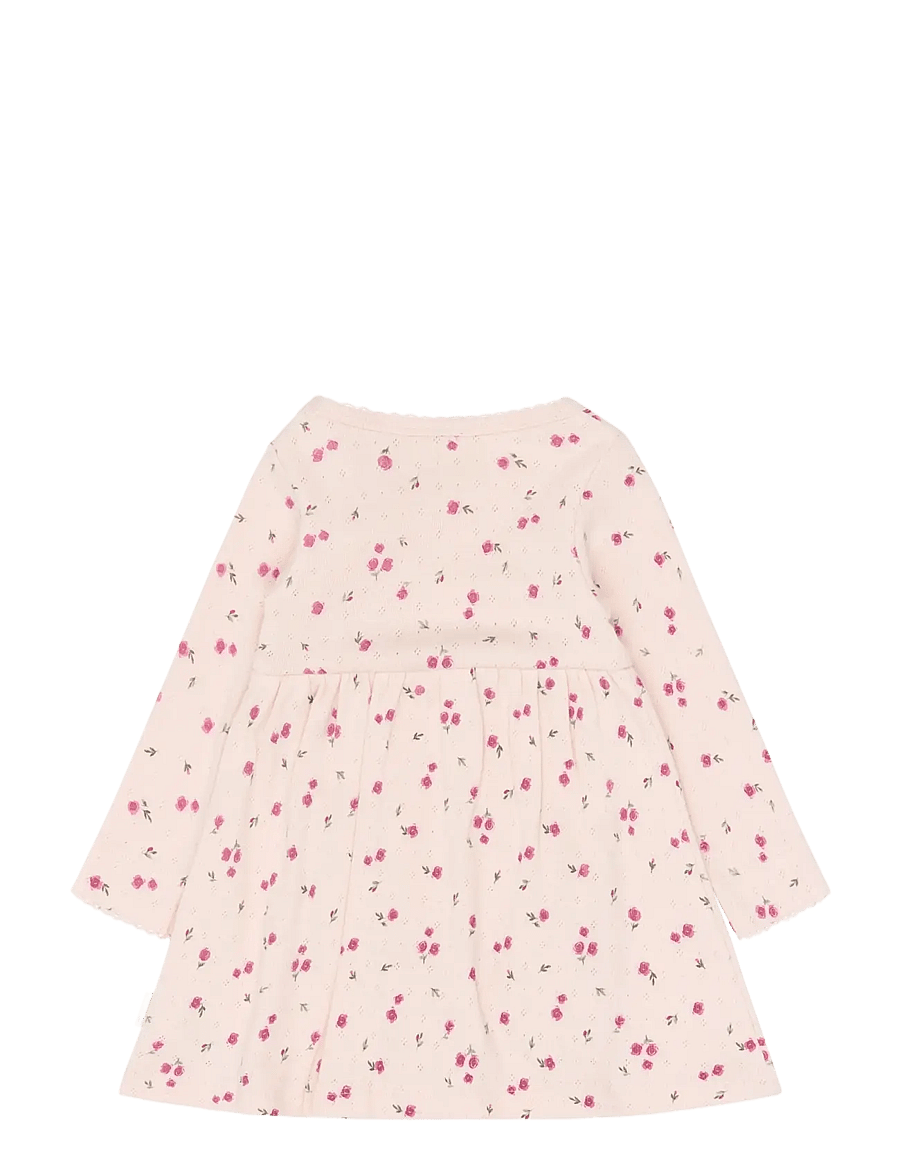 Petit Piao - PPDio L_S Body Dress Fold Pointelle - långärmade bodies - mauve chalk rosehip aop - 1