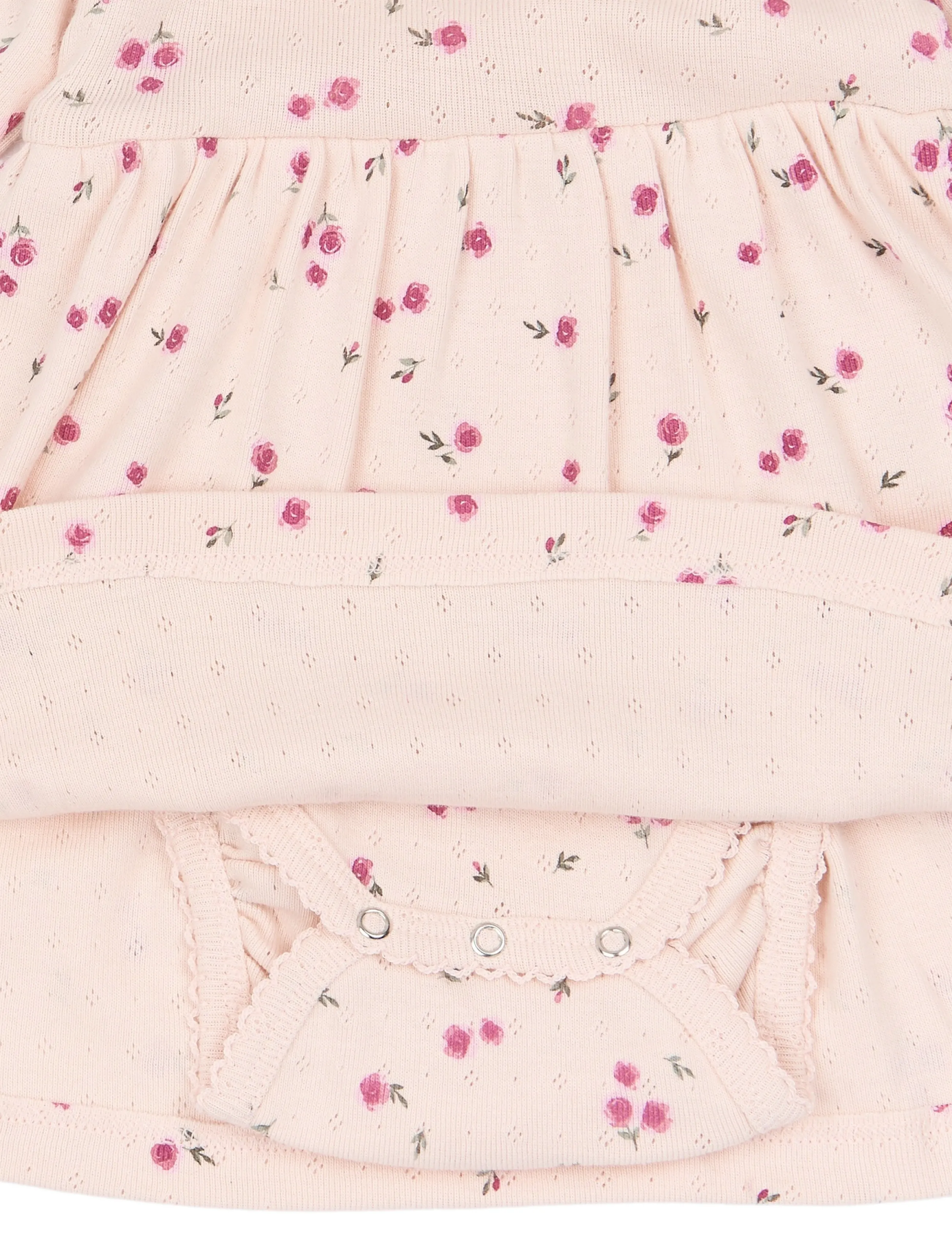Petit Piao - PPDio L_S Body Dress Fold Pointelle - långärmade bodies - mauve chalk rosehip aop - 2