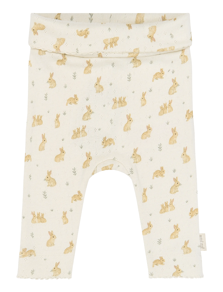 Petit Piao - PPDio High Waist Leggings Pointelle - retuusid - eggnog rabbit aop - 0