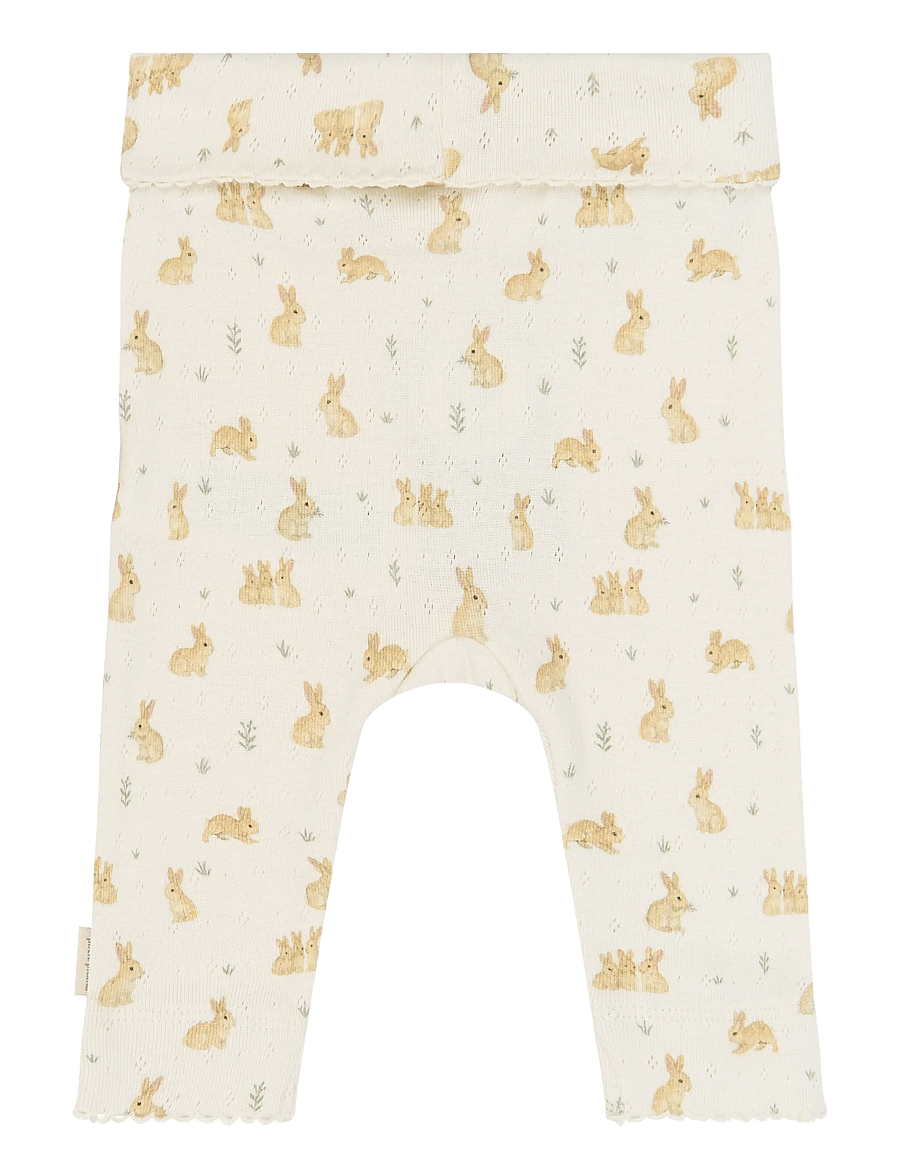 Petit Piao - PPDio High Waist Leggings Pointelle - retuusid - eggnog rabbit aop - 1