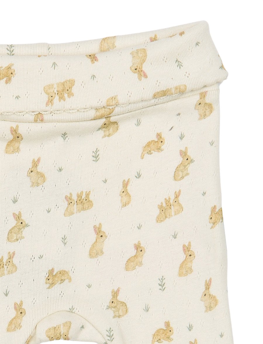 Petit Piao - PPDio High Waist Leggings Pointelle - retuusid - eggnog rabbit aop - 2