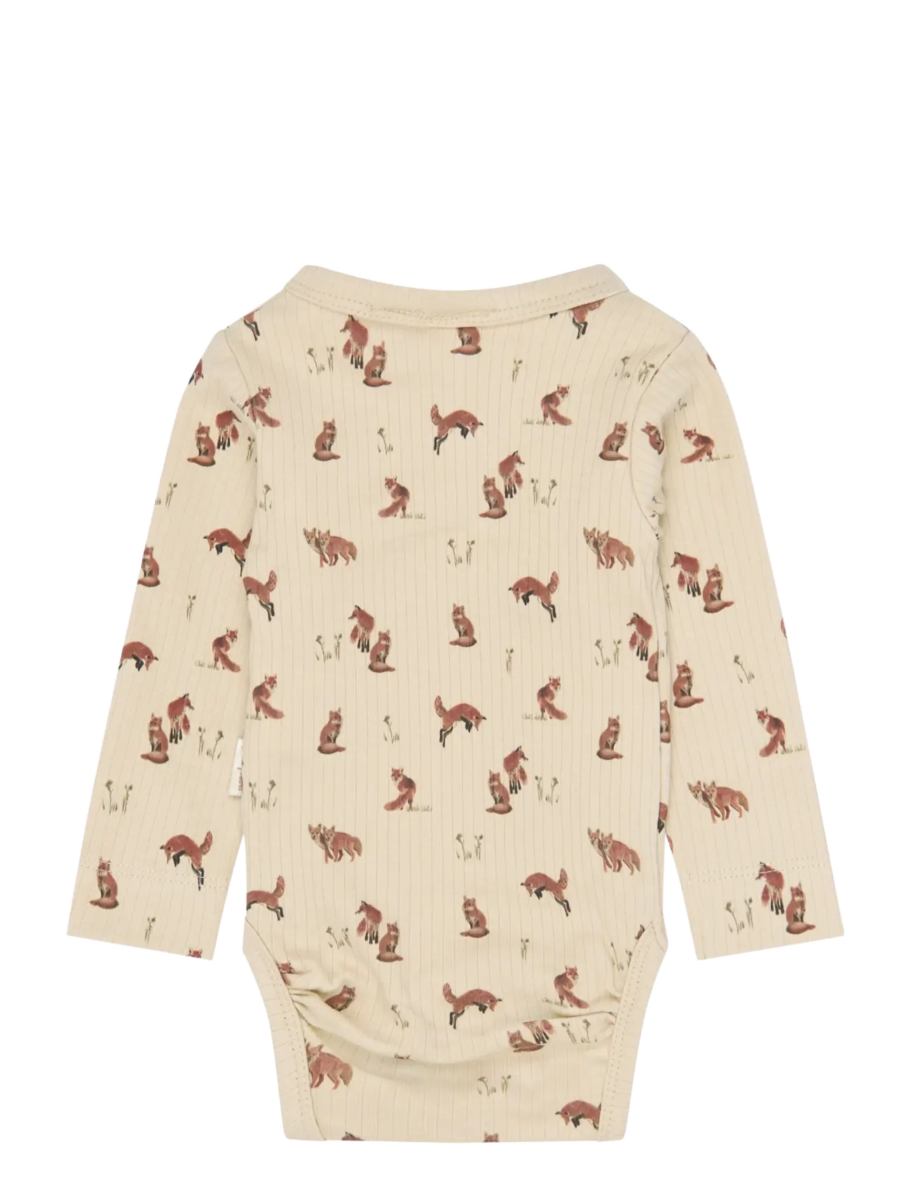 Petit Piao - PPDinn L_S Body Fold Pointelle NB - långärmade bodies - cement fox aop - 1