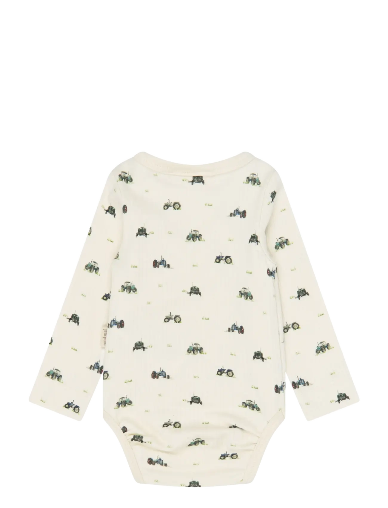 Petit Piao - PPDinn L_S Body Fold Pointelle NB - pikkade varrukatega bodid - eggnog tractor aop - 1
