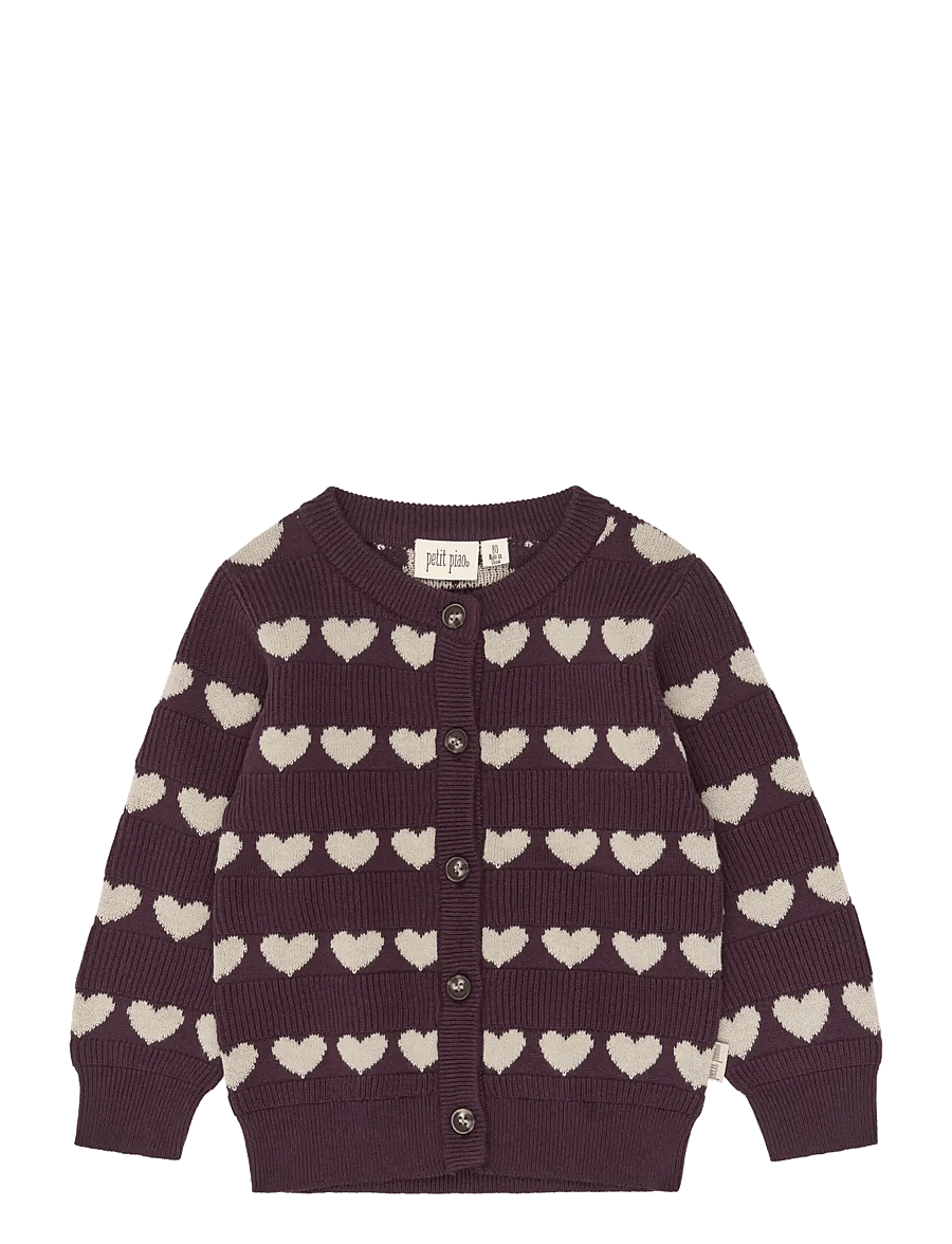 Petit Piao - PPElia Knit Cardigan - koftor - huckleberry heart aop - 0