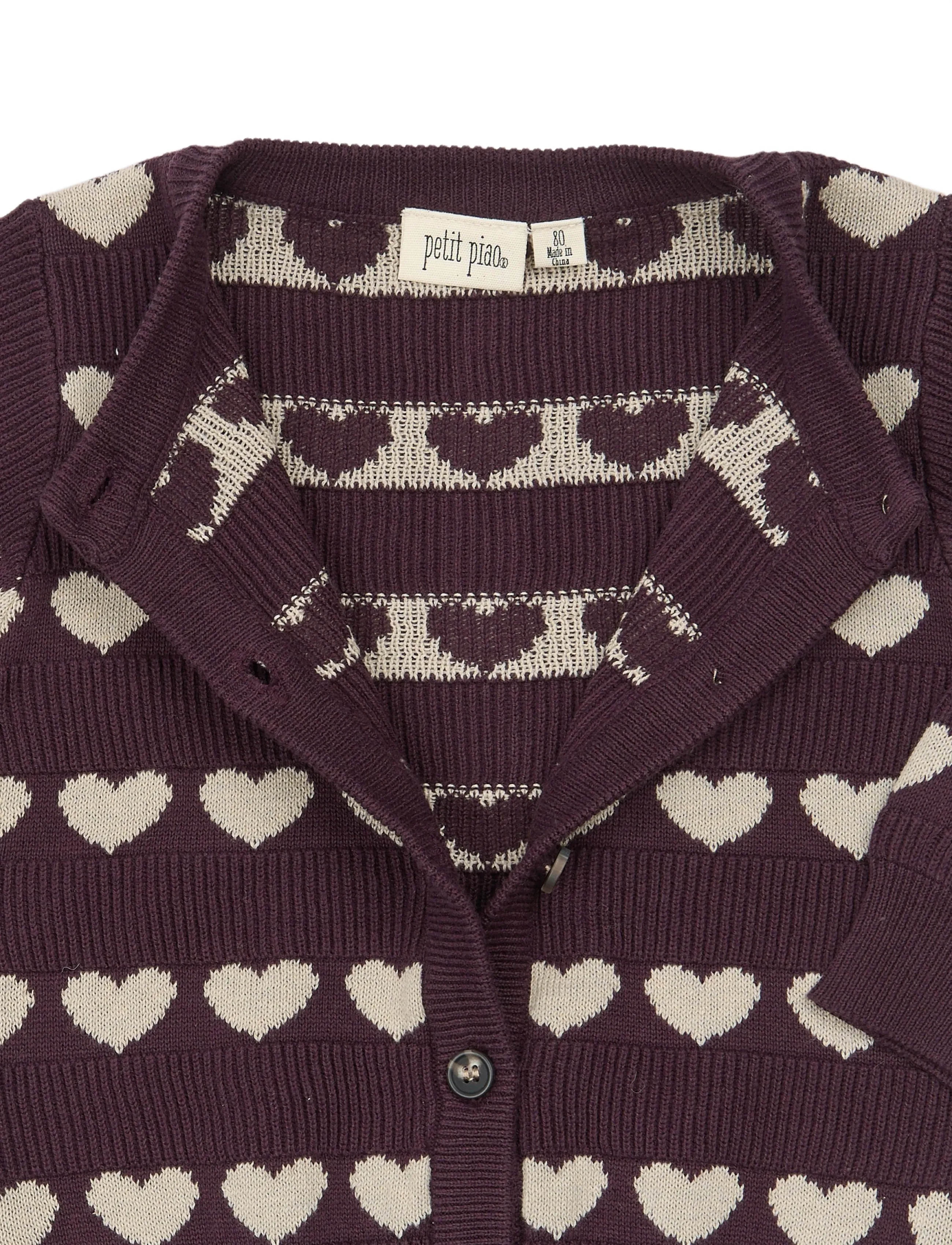 Petit Piao - PPElia Knit Cardigan - koftor - huckleberry heart aop - 3