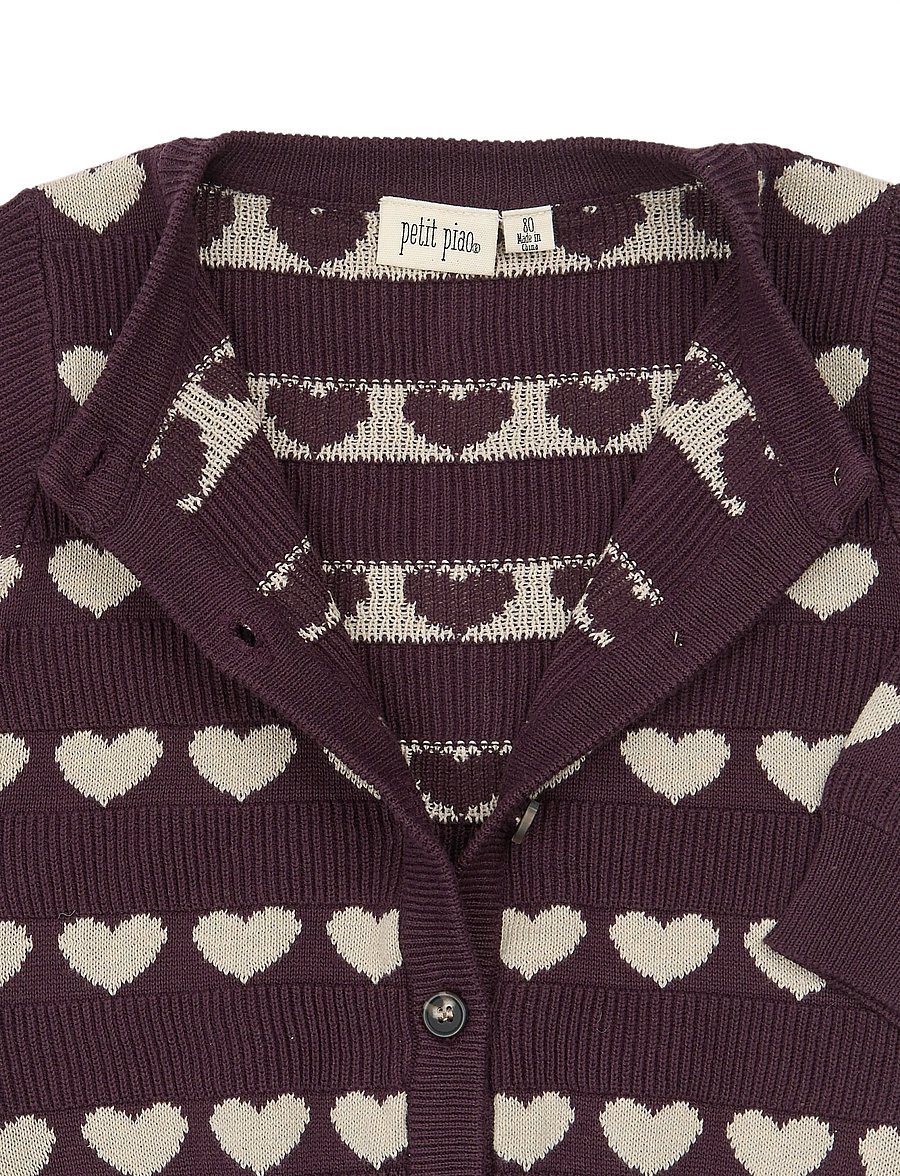 Petit Piao - PPElia Knit Cardigan - koftor - huckleberry heart aop - 3
