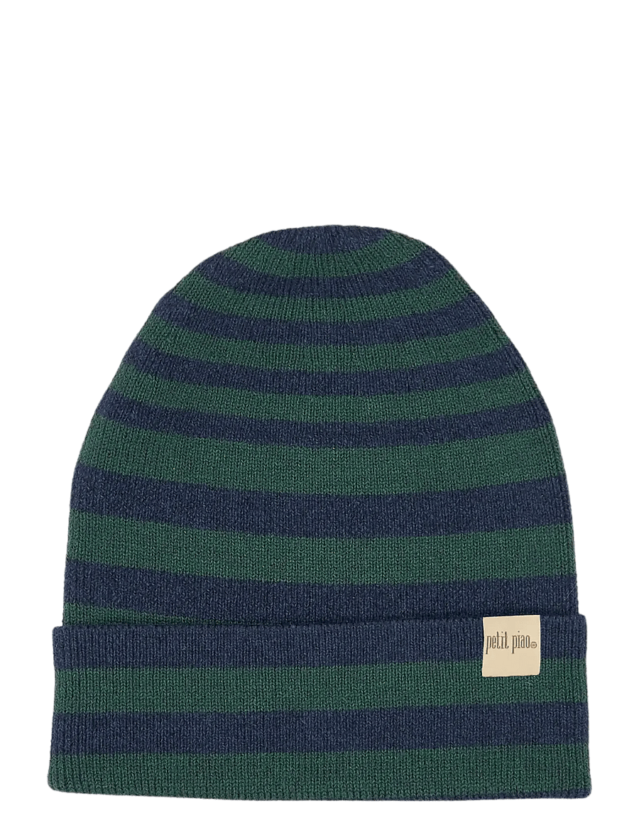 Petit Piao - PPElliot Knit Hat - wintermützen - trekking green striped - 0