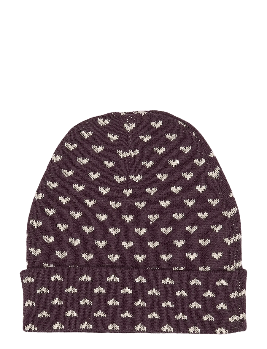 Petit Piao - PPGedel Heart Knit Hat - babymützen - huckleberry heart aop - 1