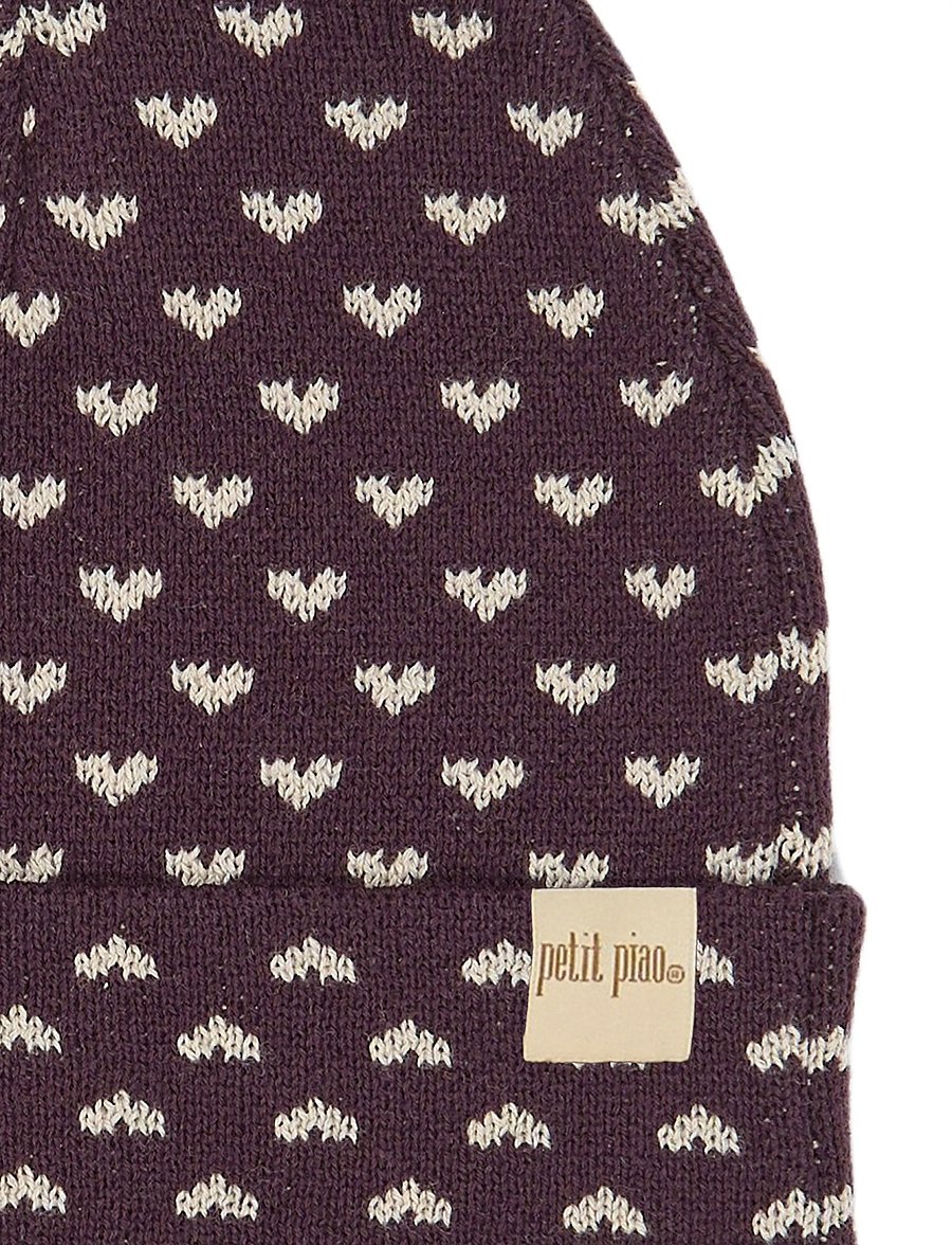 Petit Piao - PPGedel Heart Knit Hat - babymützen - huckleberry heart aop - 2