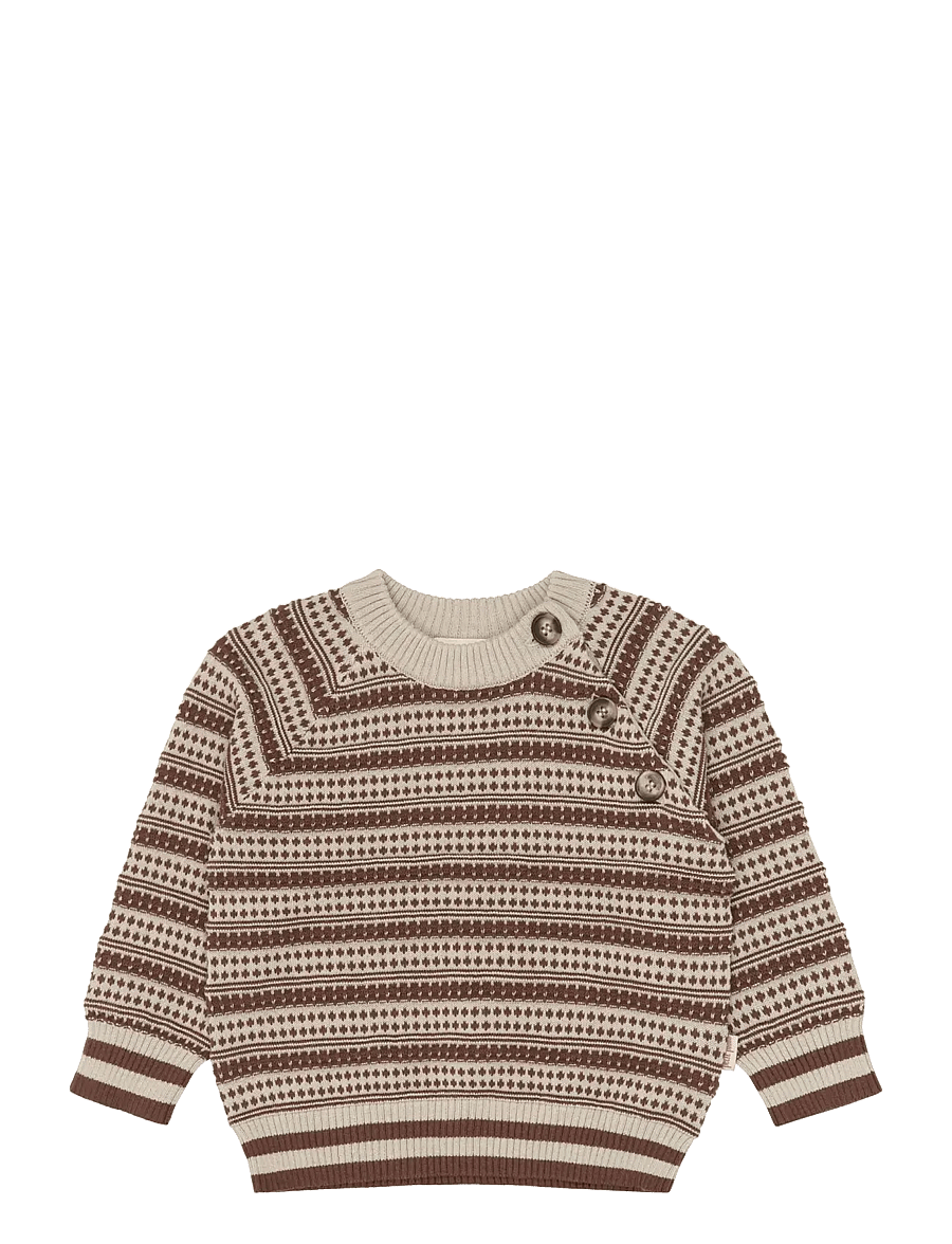 Petit Piao - PPGirch Nordic Knit Pullover - stickade tröjor - rawhide - 0