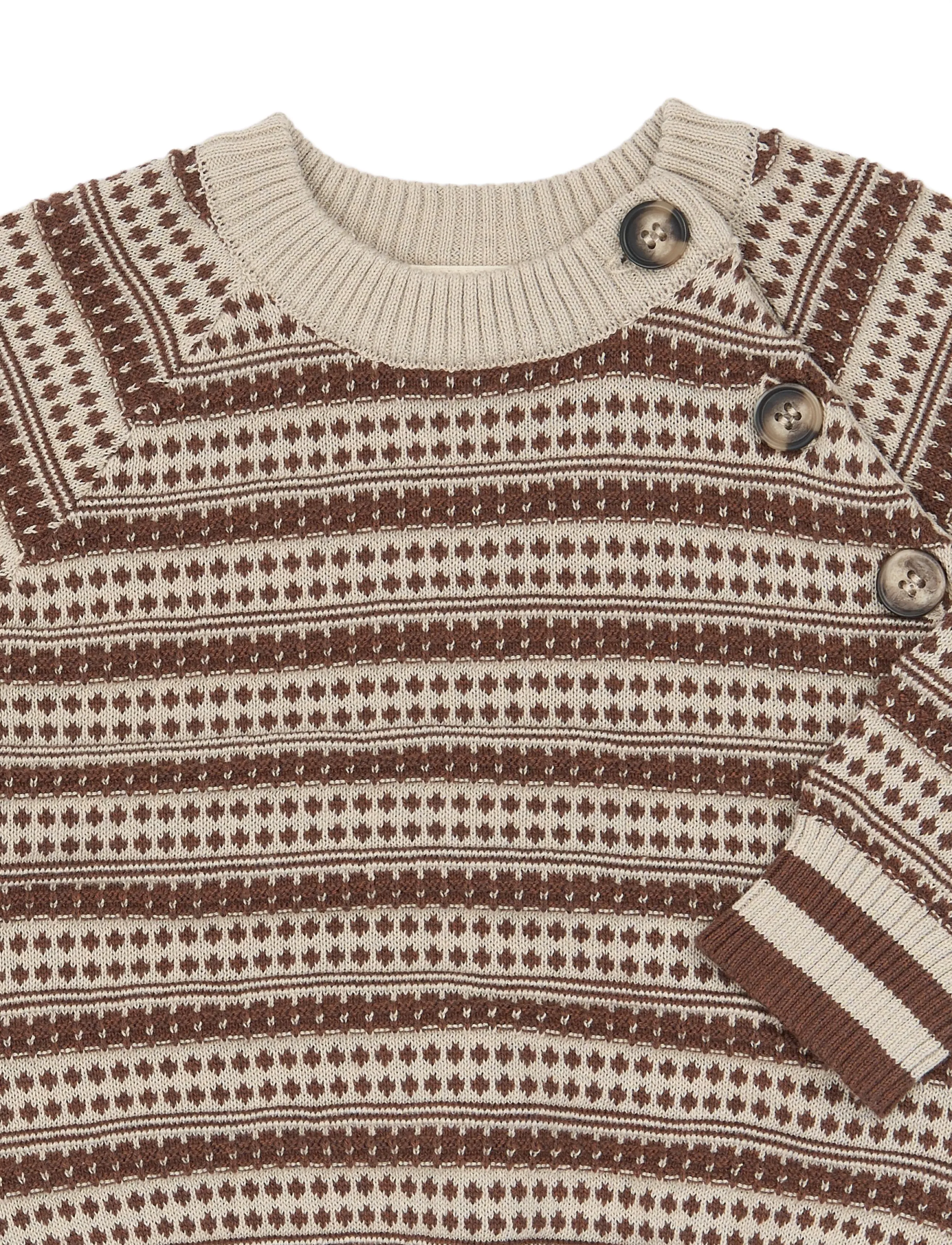 Petit Piao - PPGirch Nordic Knit Pullover - stickade tröjor - rawhide - 2