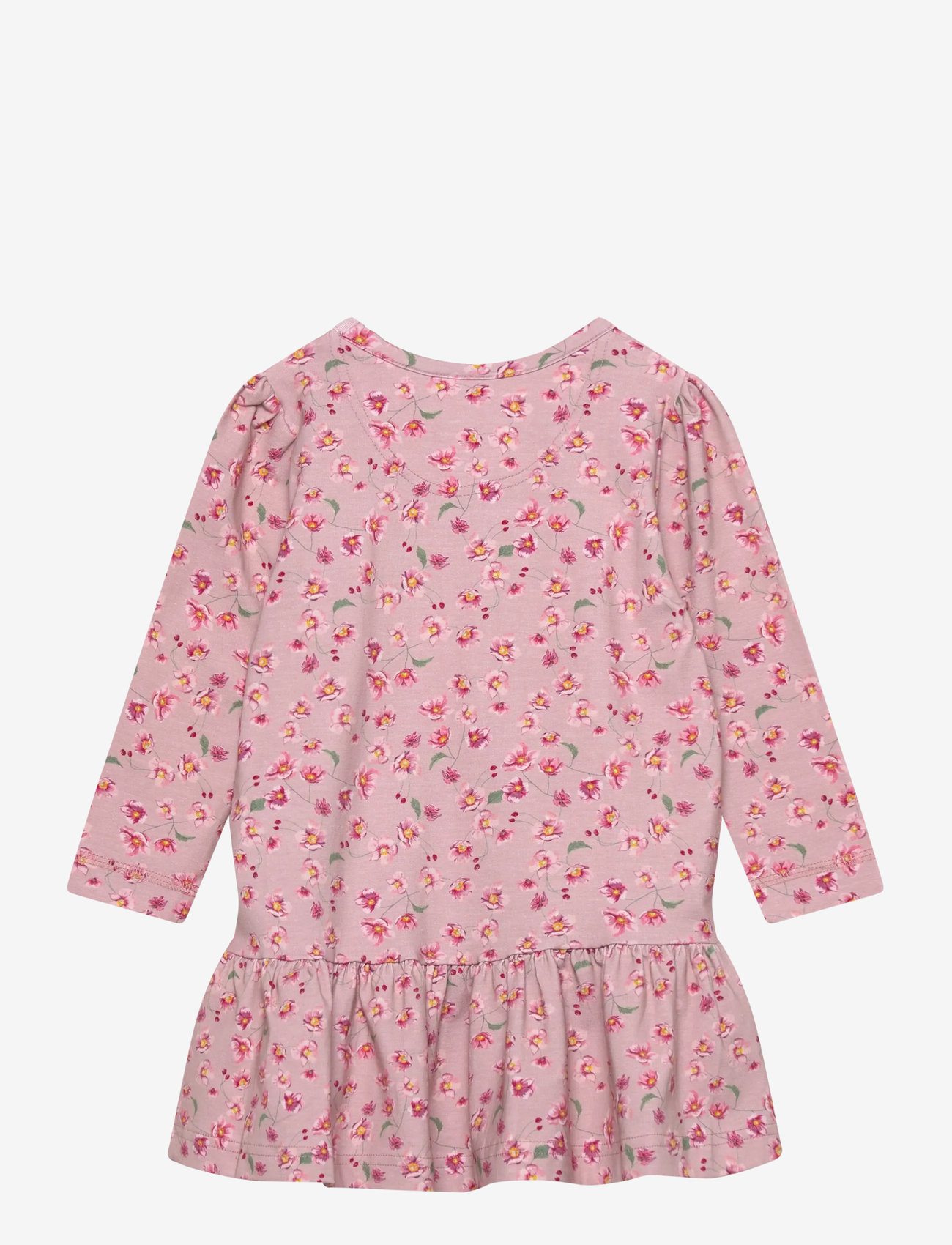 Petit Piao - Dress L/S Gather Printed - langärmelige babykleider - autumn anemon - 1