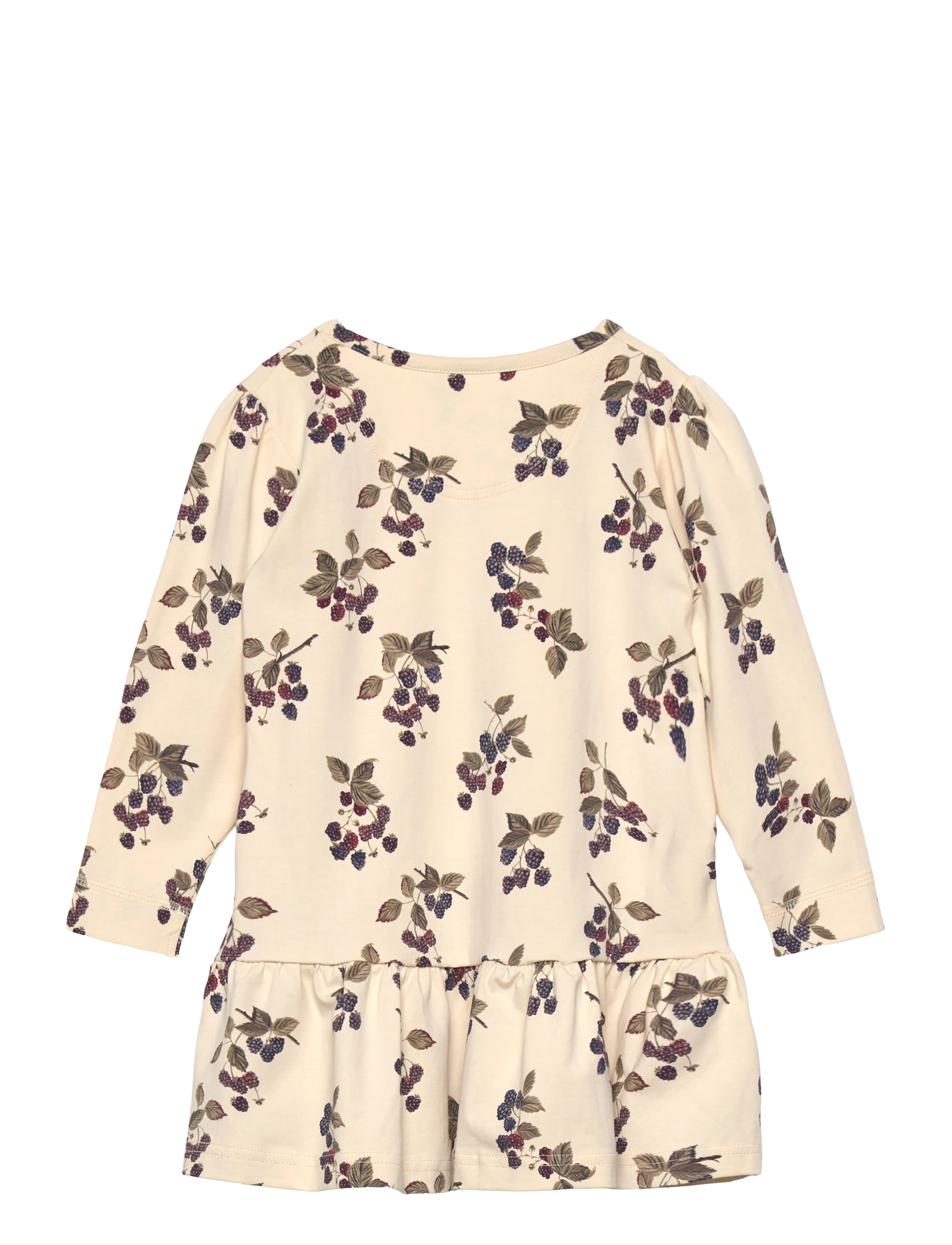 Petit Piao - Dress L/S Gather Printed - laisvalaikio suknelės ilgomis rankovėmis - black berry - 1