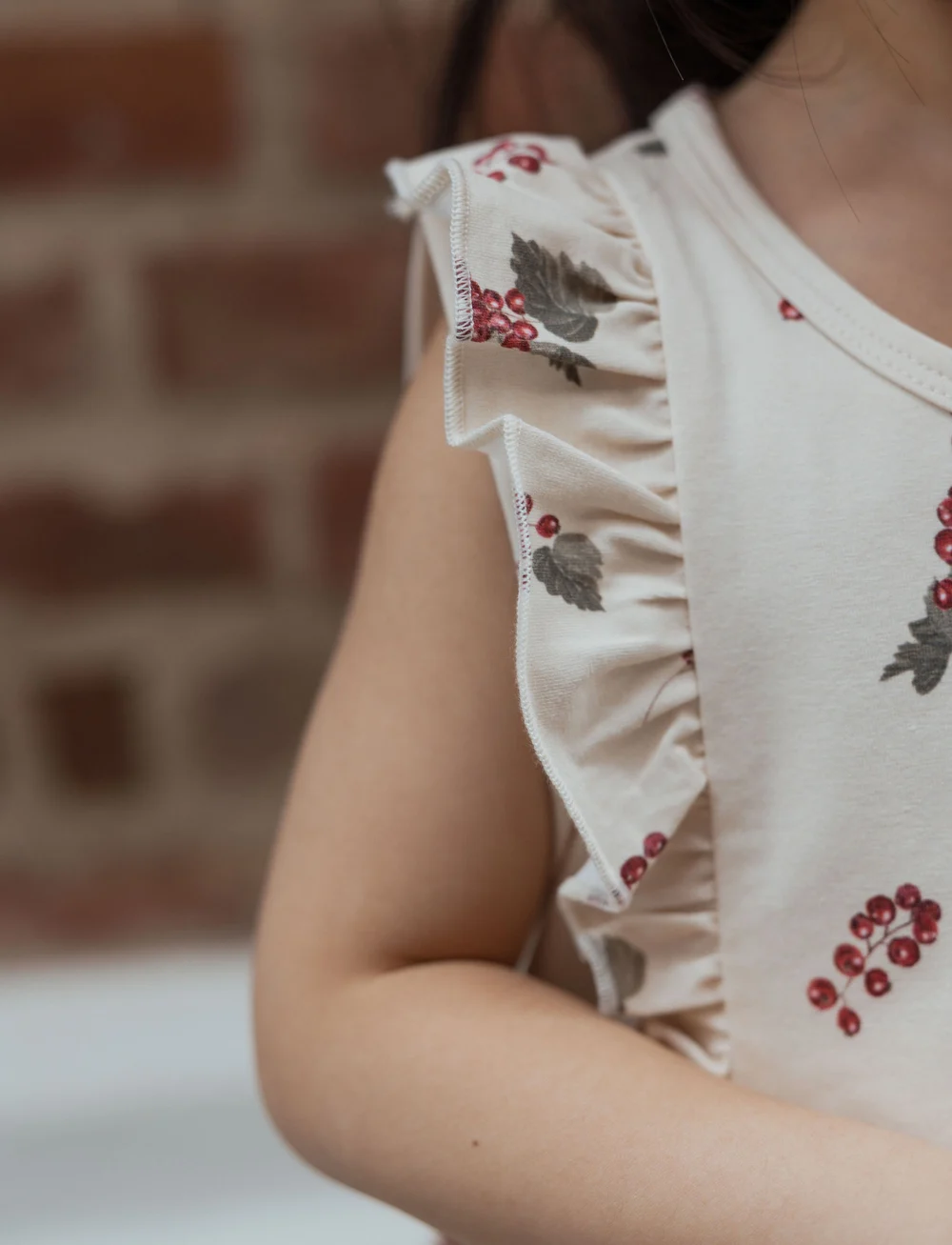 Petit Piao - Dress S/L Frill Printed - sleeveless baby dresses - berry - 0