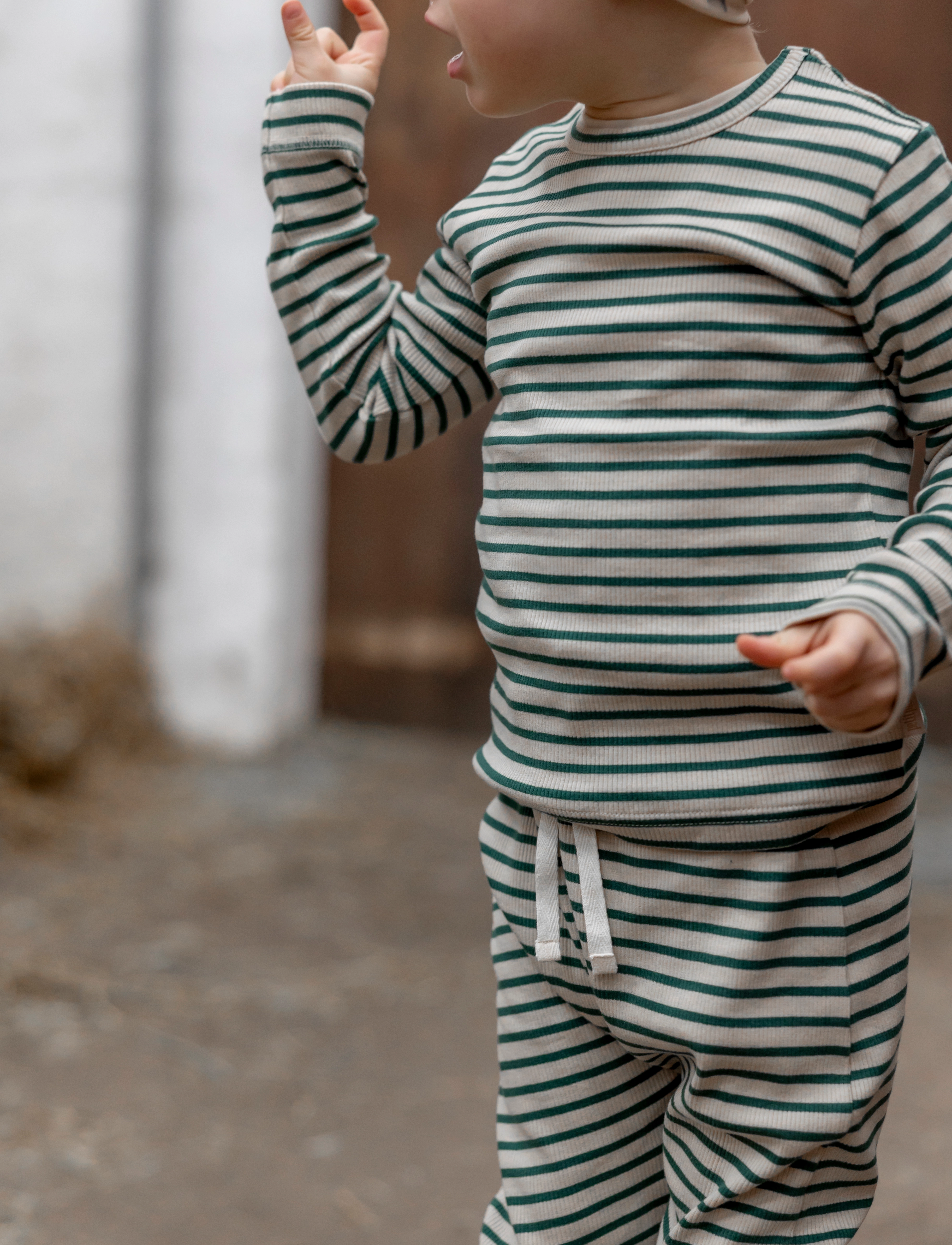 Petit Piao - Body L/S Modal Striped - emerald green/dark off white - 2