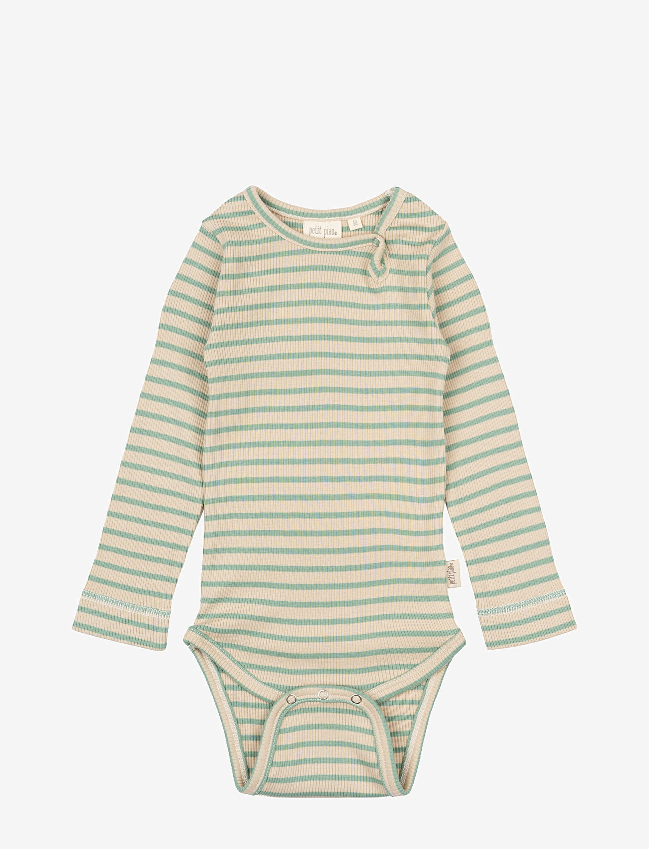 Petit Piao - Body L/S Modal Striped - body z długimi rękawami - granite green/dark off white - 0