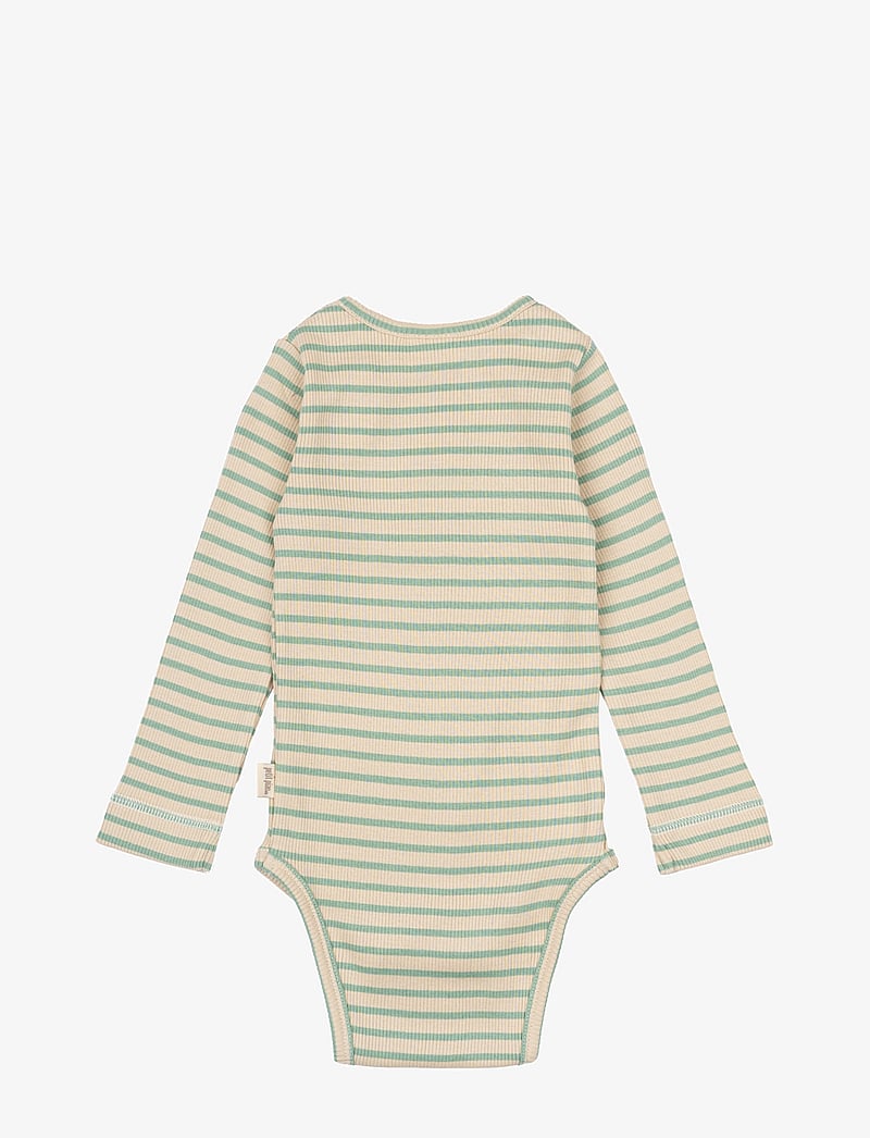 Petit Piao - Body L/S Modal Striped - body z długimi rękawami - granite green/dark off white - 1