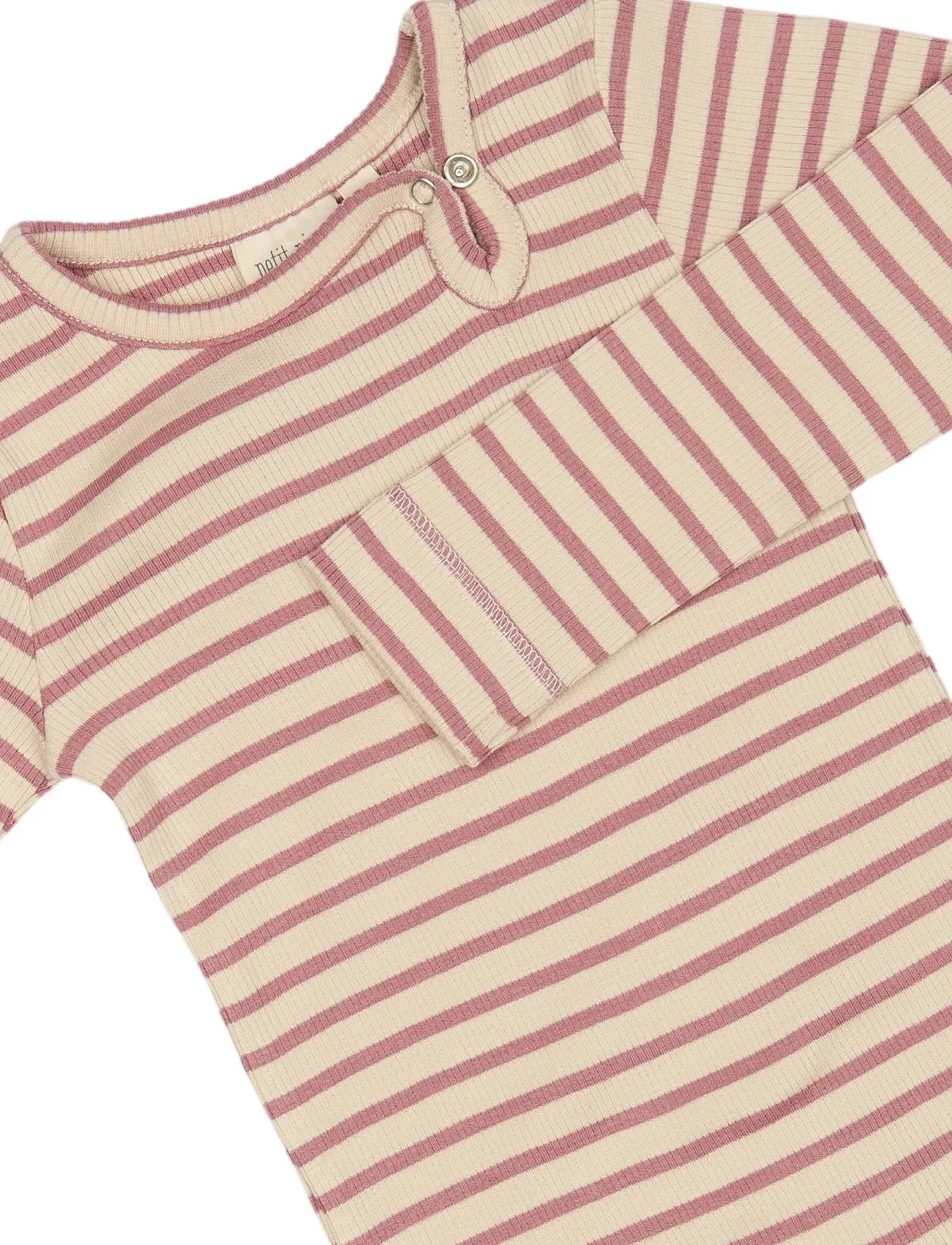 Petit Piao - Body L/S Modal Striped - nostalgic rose/off white - 2