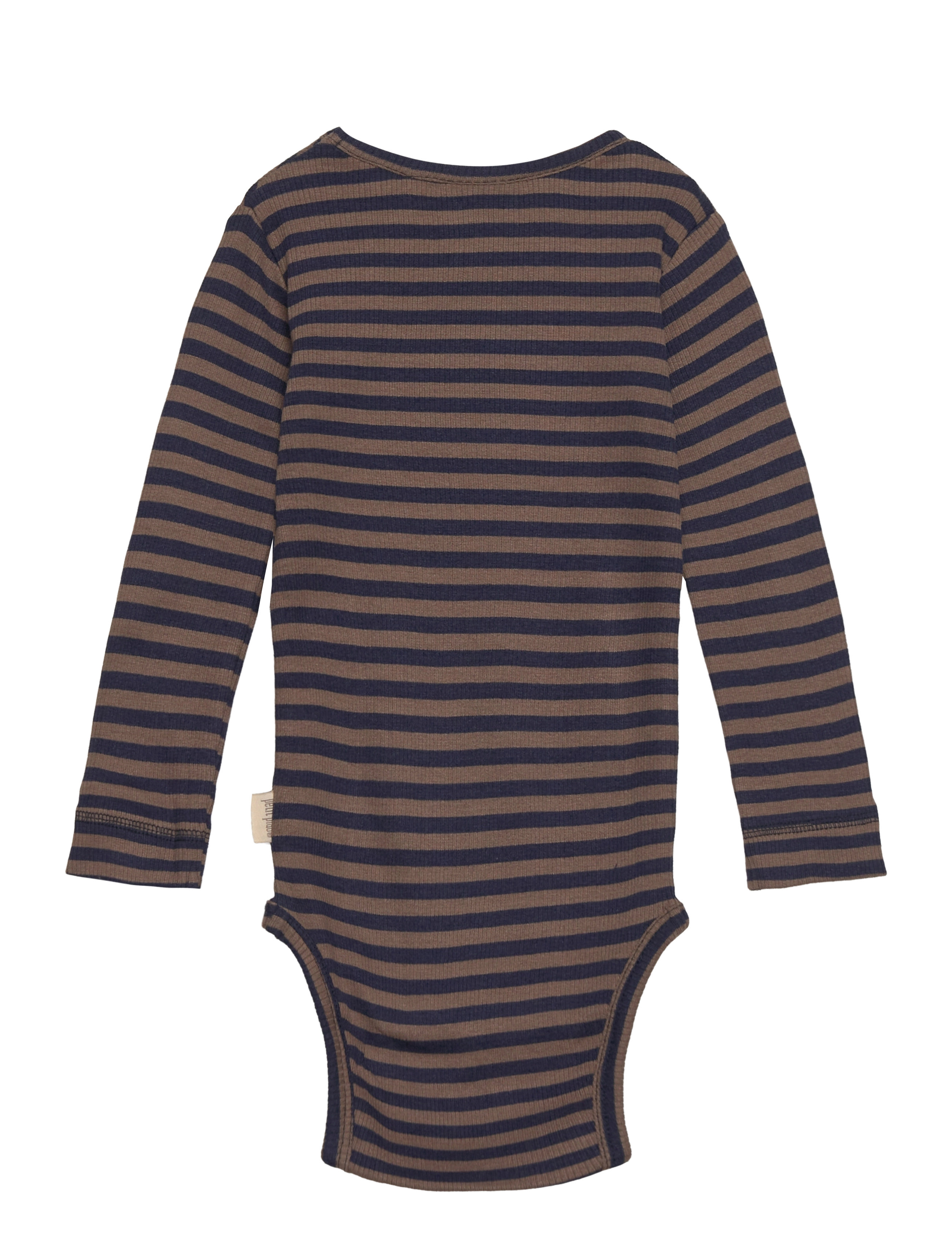 Petit Piao - Body L/S Modal Striped - chocolate brown/indigo plum stripe - 1