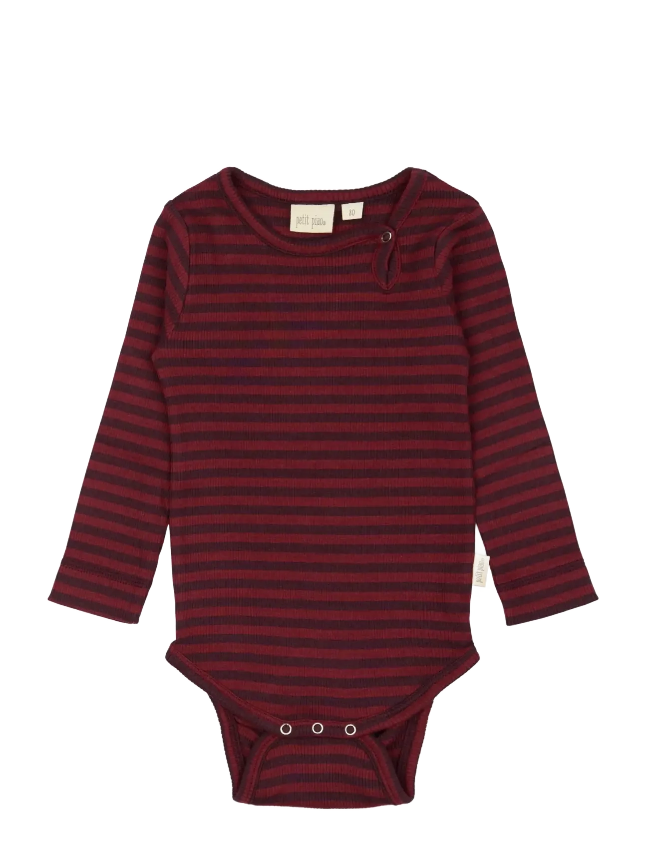 Petit Piao - Body L/S Modal Striped - dark grape/biking red - 0