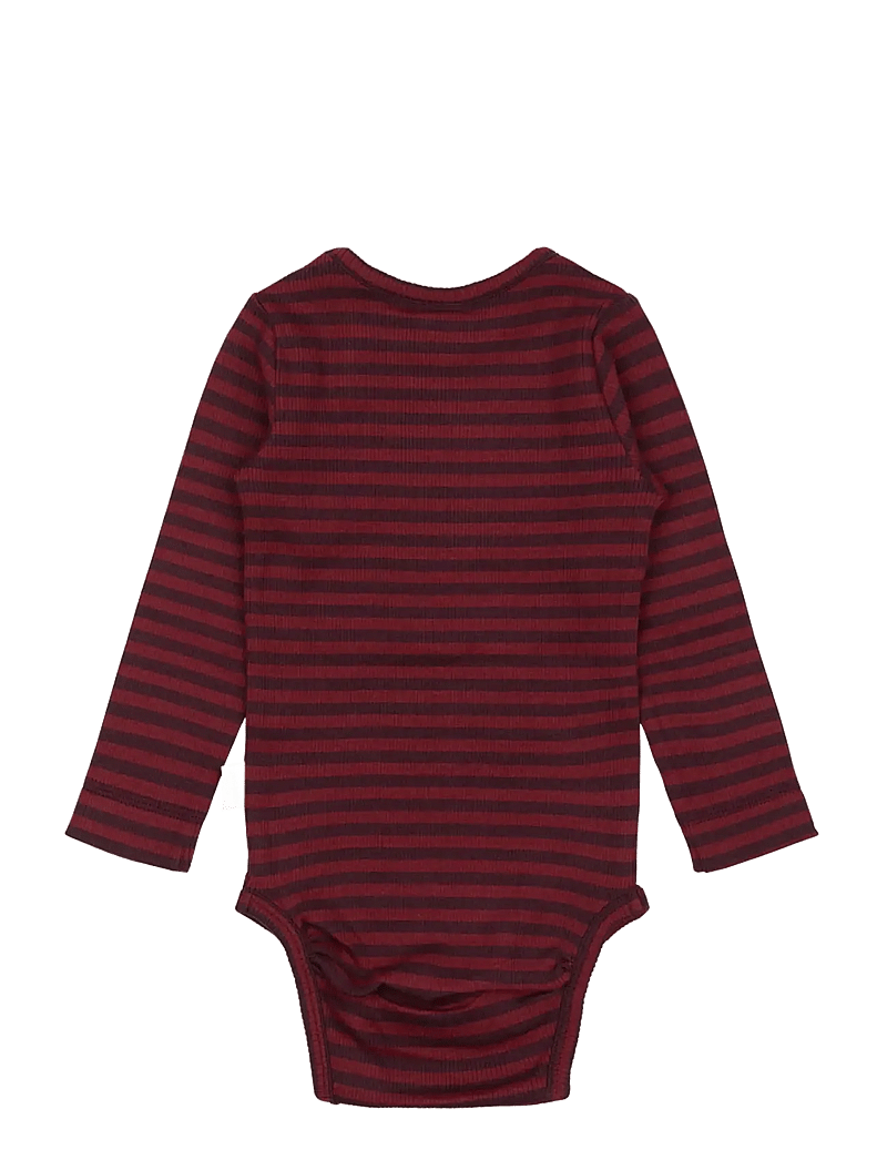 Petit Piao - Body L/S Modal Striped - dark grape/biking red - 1