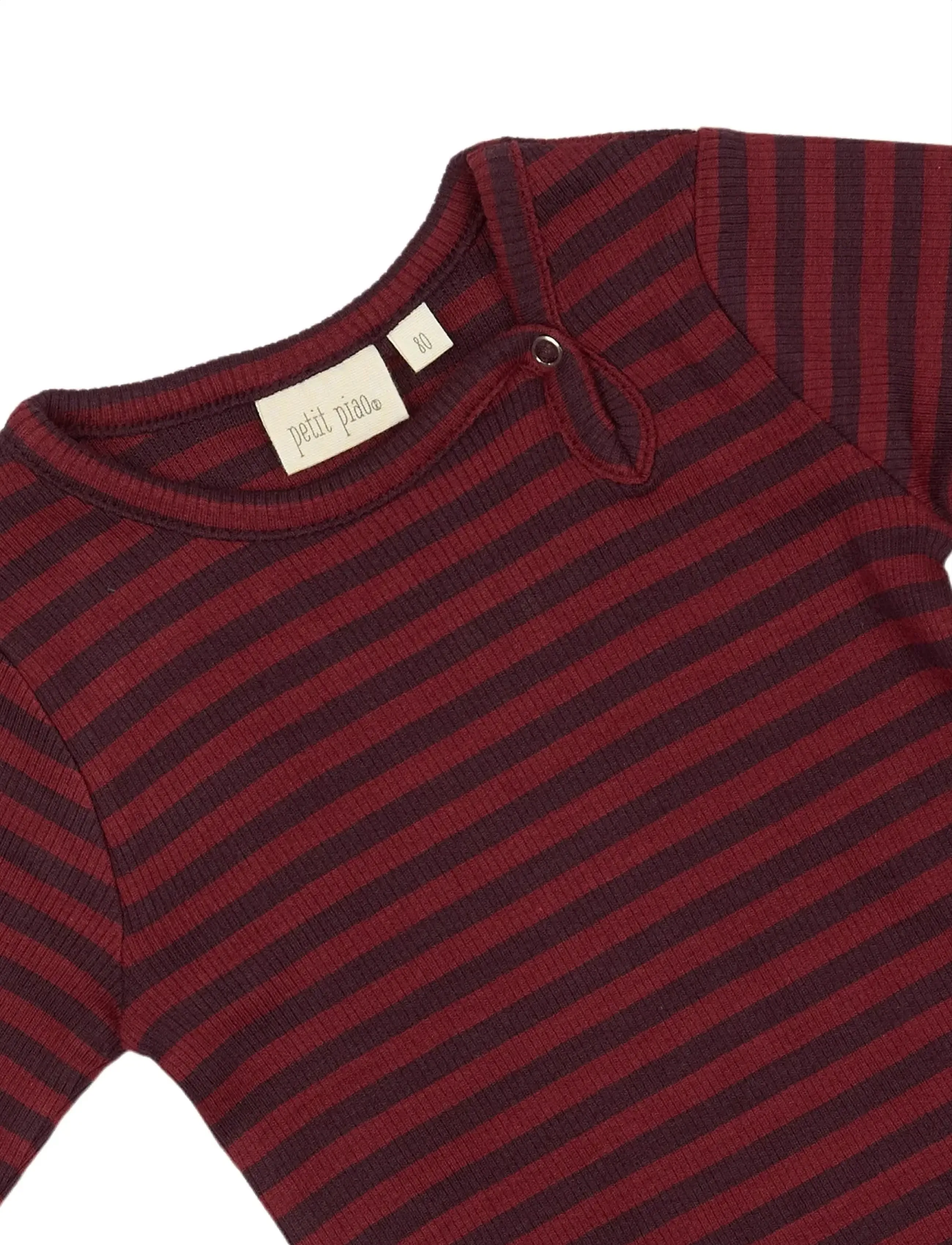 Petit Piao - Body L/S Modal Striped - dark grape/biking red - 2
