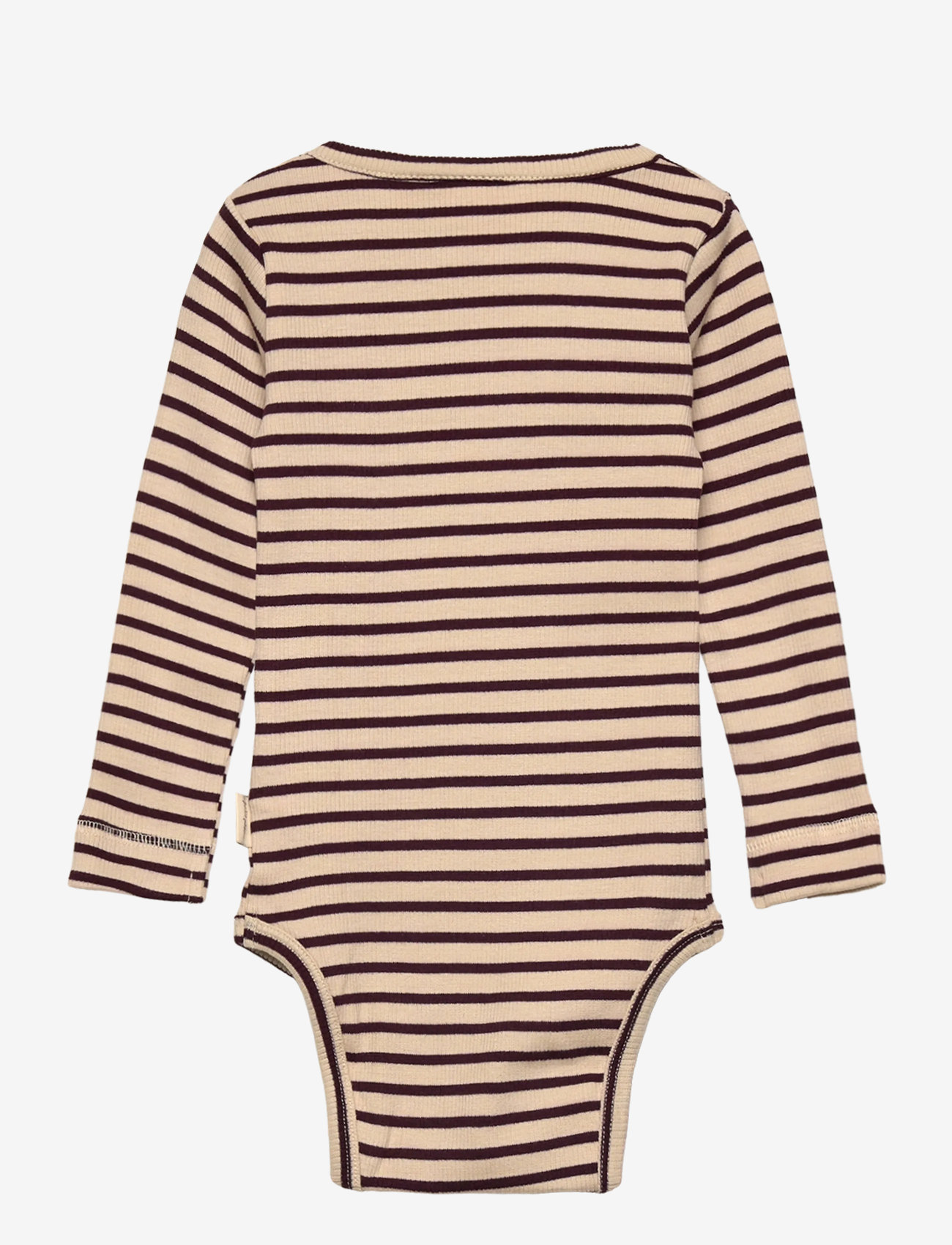 Petit Piao - Body L/S Modal Striped - langærmede bodyer - dark grape/off white - 1