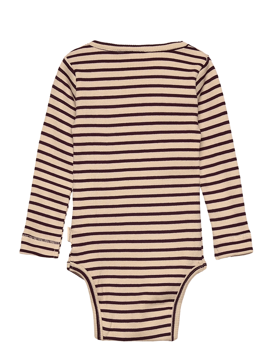 Petit Piao - Body L/S Modal Striped - langärmelige bodys - dark grape/off white - 1