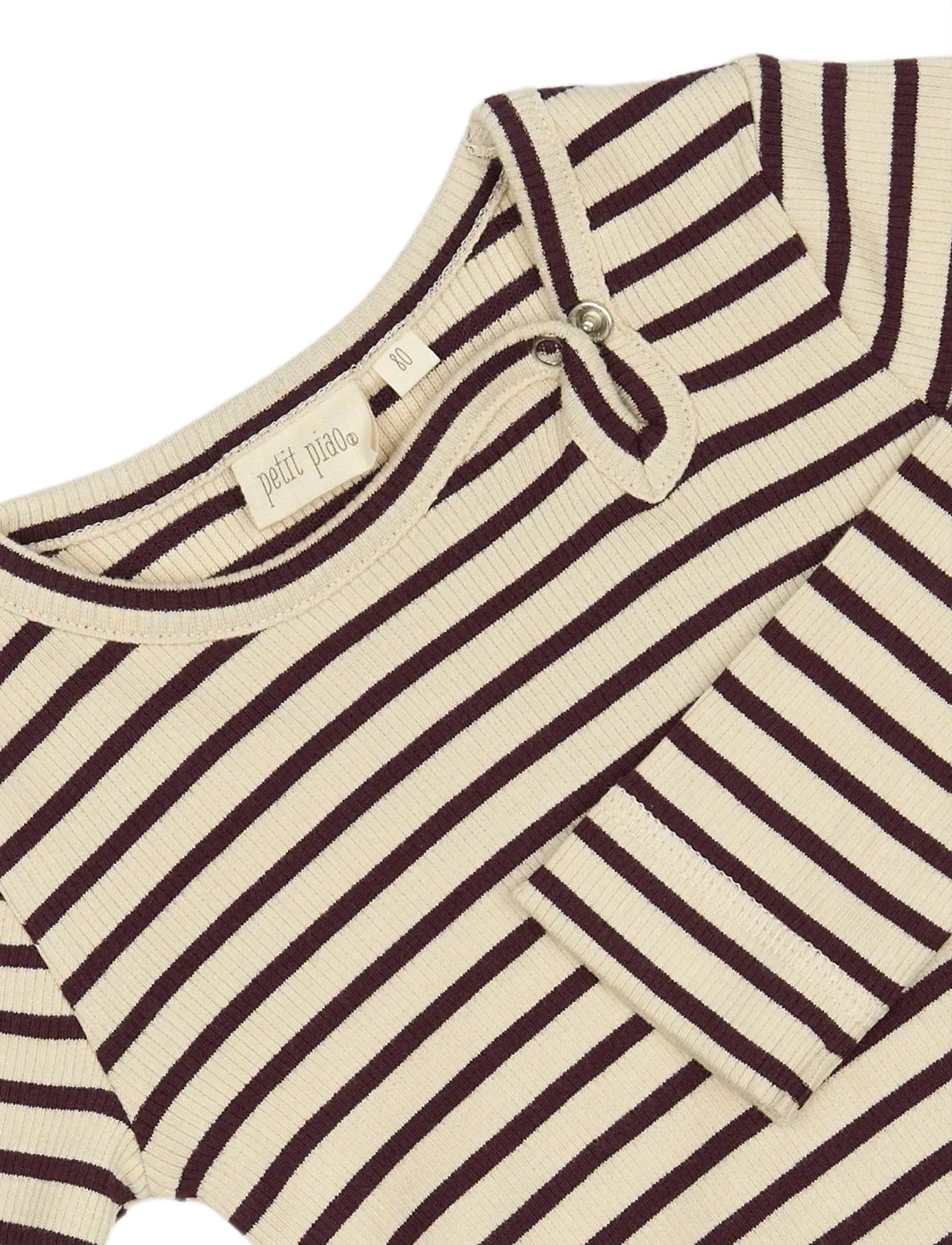 Petit Piao - Body L/S Modal Striped - dark grape/off white - 2