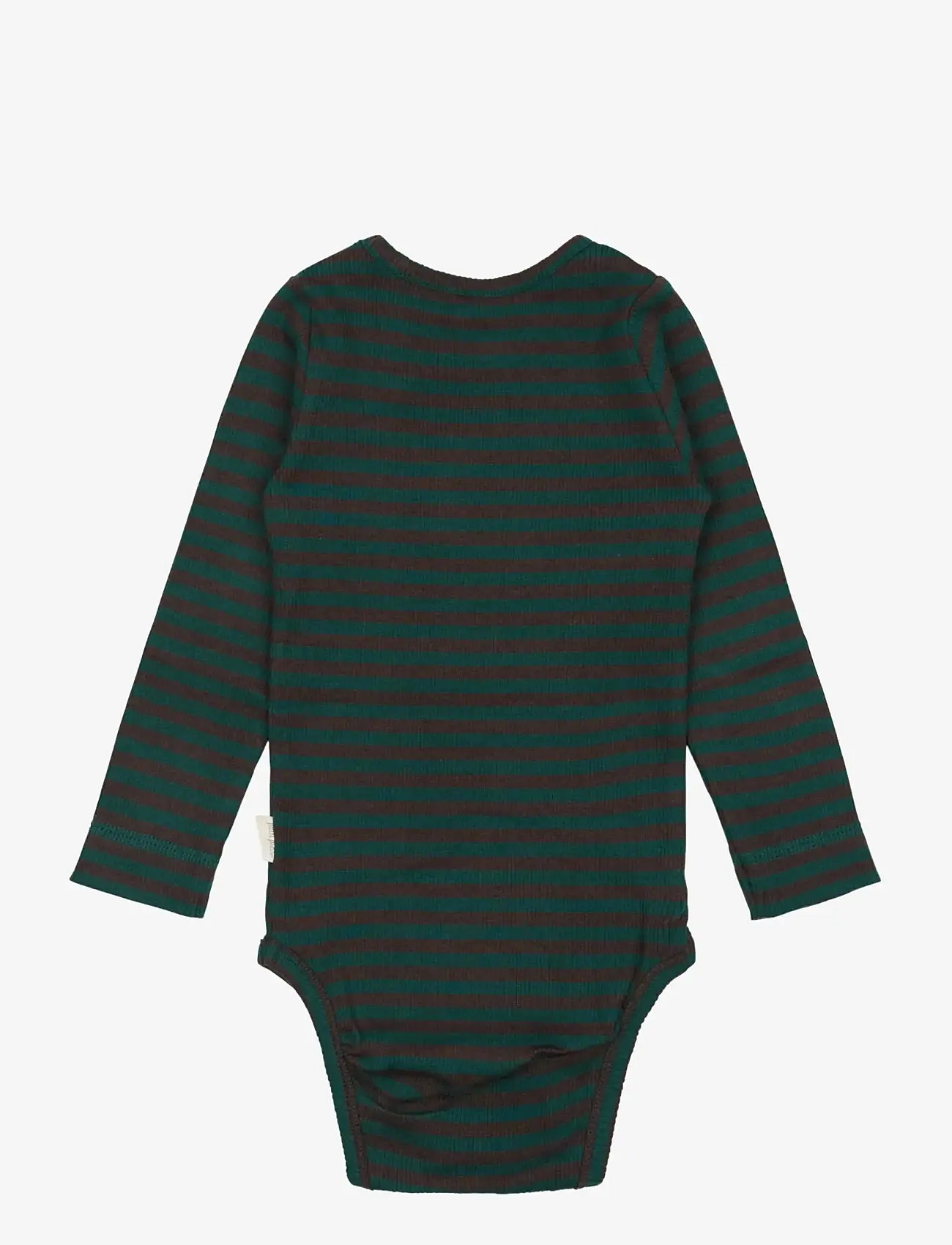 Petit Piao - Body L/S Modal Striped - langærmede bodyer - dark sea/coffe bean - 1