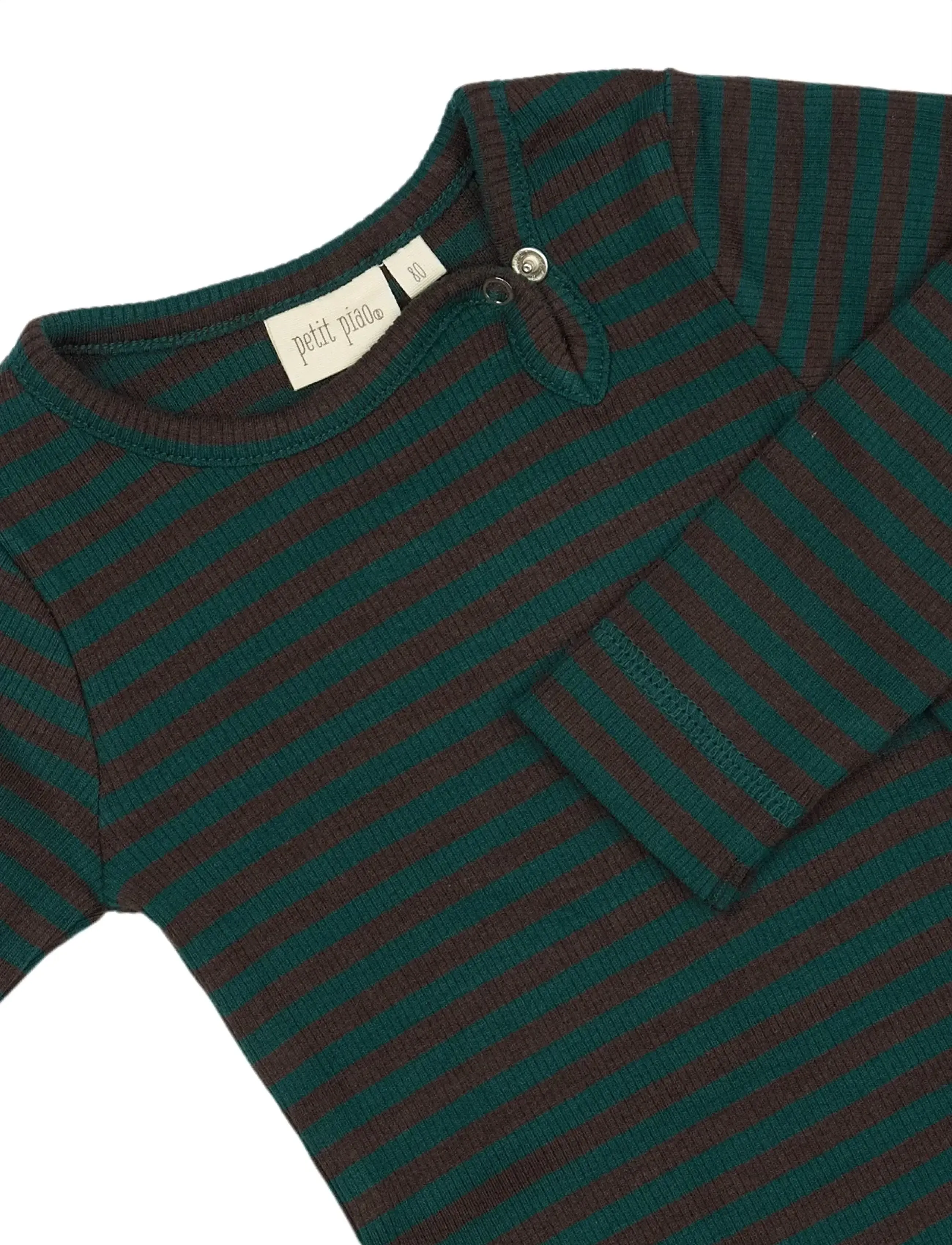 Petit Piao - Body L/S Modal Striped - dark sea/coffe bean - 2