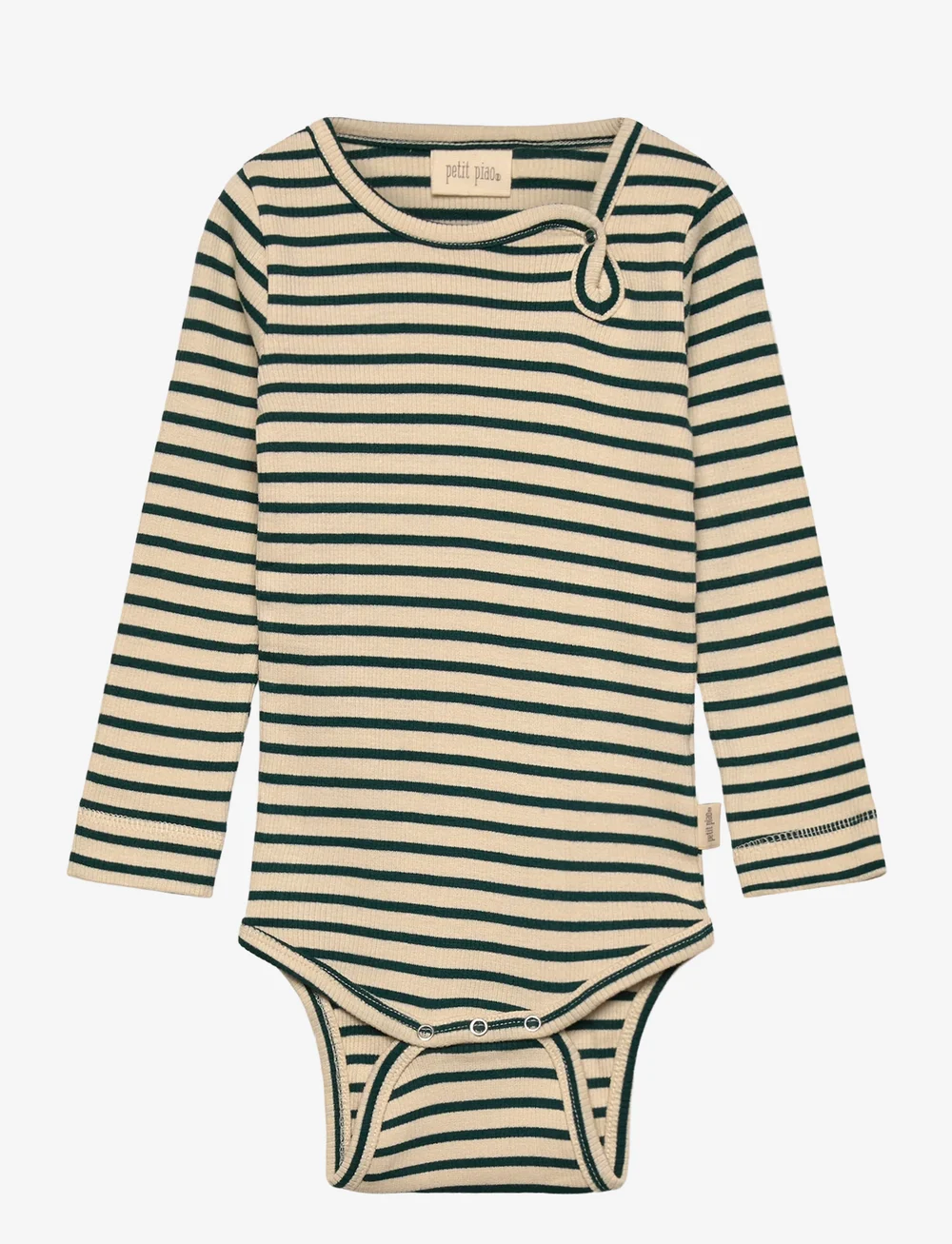 Petit Piao - Body L/S Modal Striped - langärmelige bodys - dark sea/off white - 0