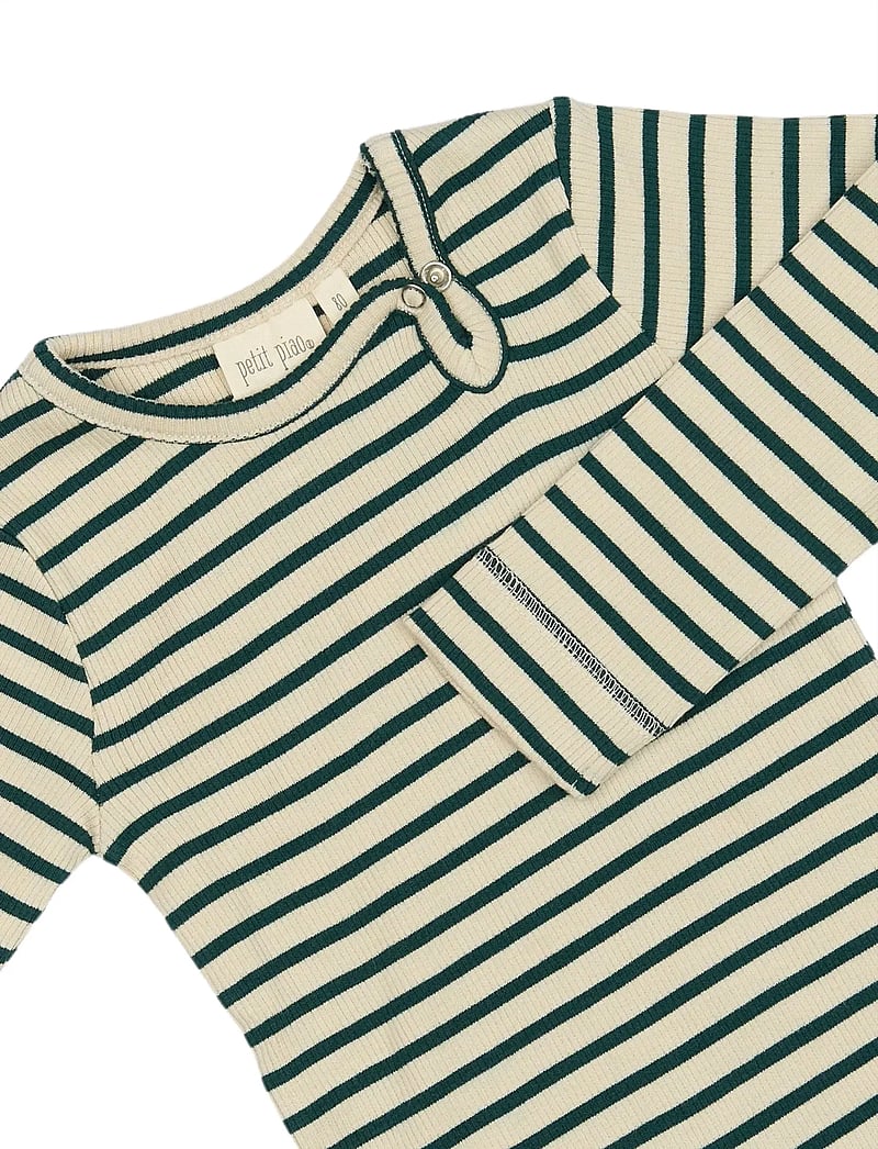 Petit Piao - Body L/S Modal Striped - langærmede bodyer - dark sea/off white - 2