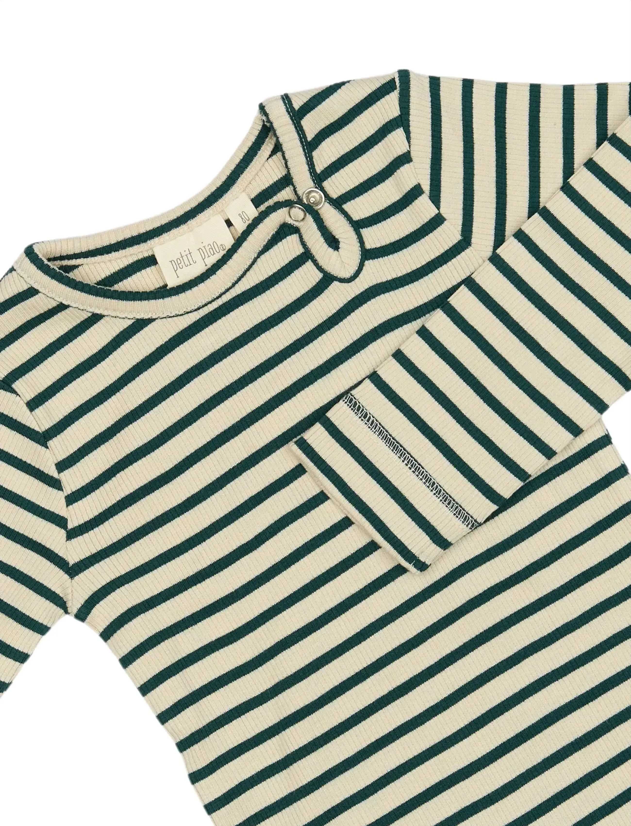 Petit Piao - Body L/S Modal Striped - dark sea/off white - 2