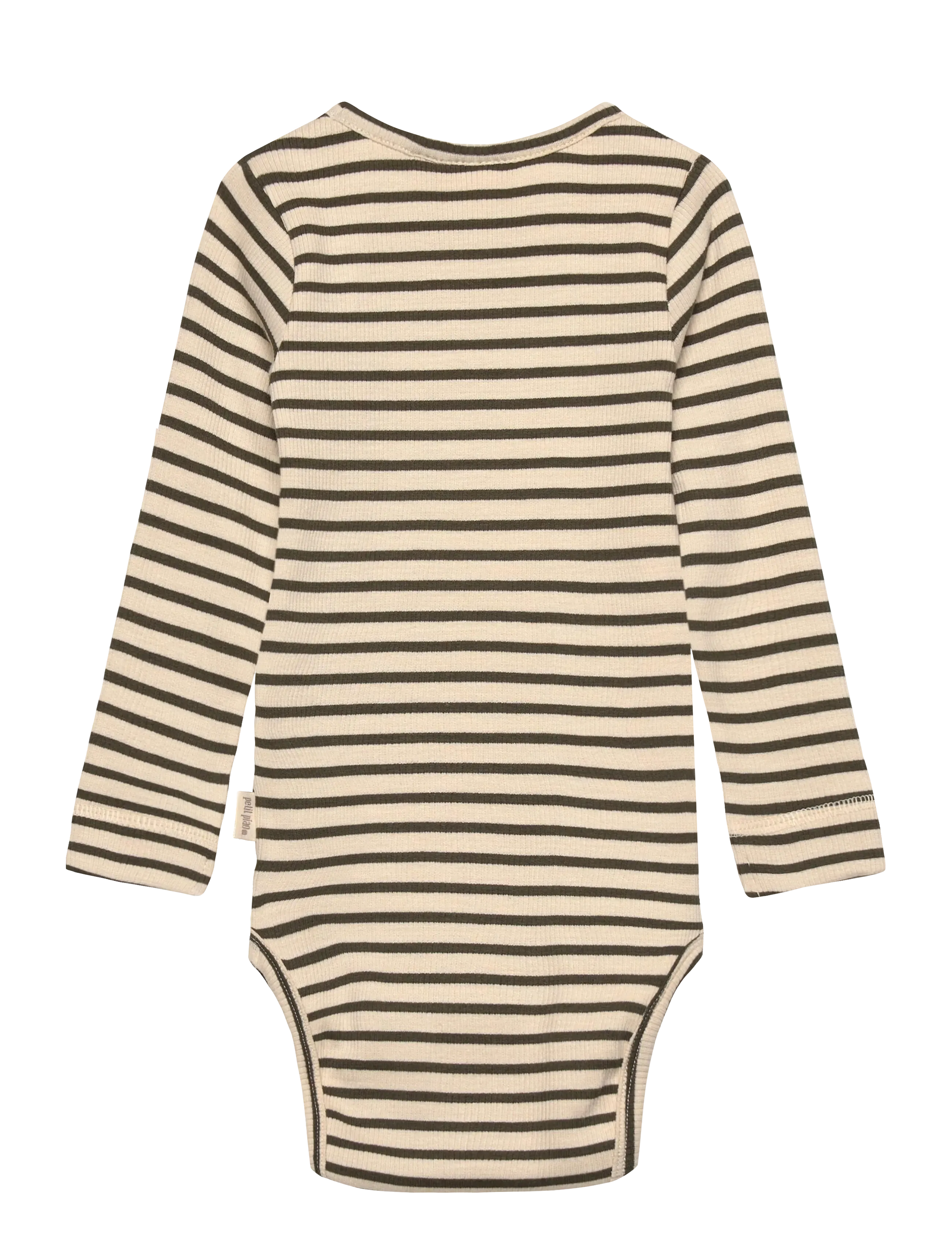 Petit Piao - Body L/S Modal Striped - green leaf/off white - 1