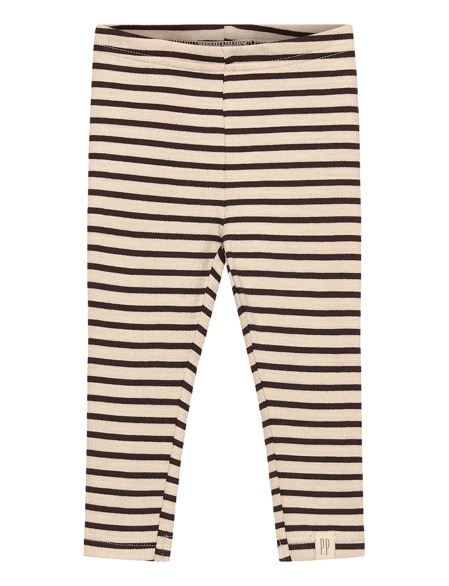 Petit Piao - Legging Modal Striped - leggings - coffee bean/off white - 0