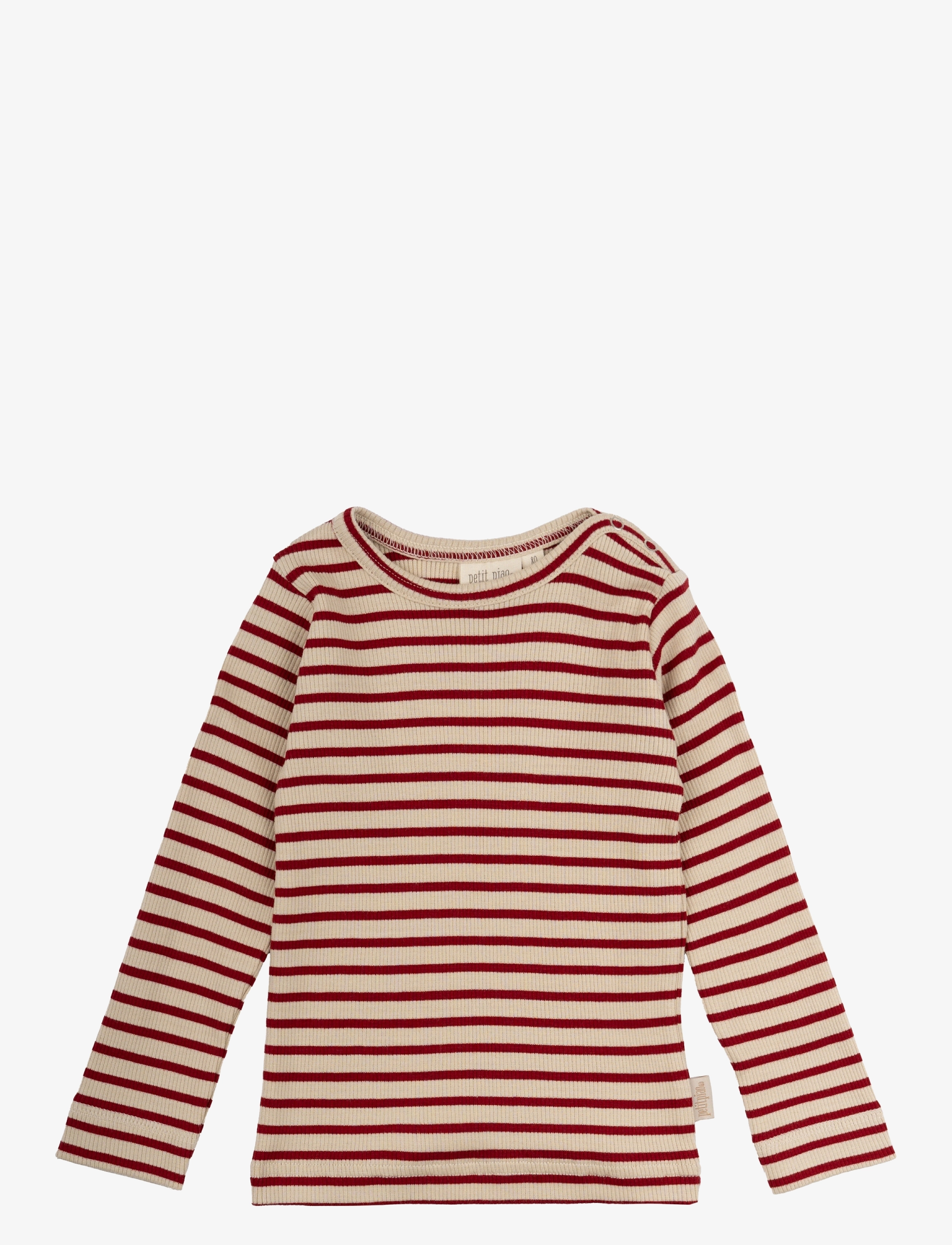 Petit Piao - T-shirt L/S Modal Striped - chili pepper/dark off white - 2