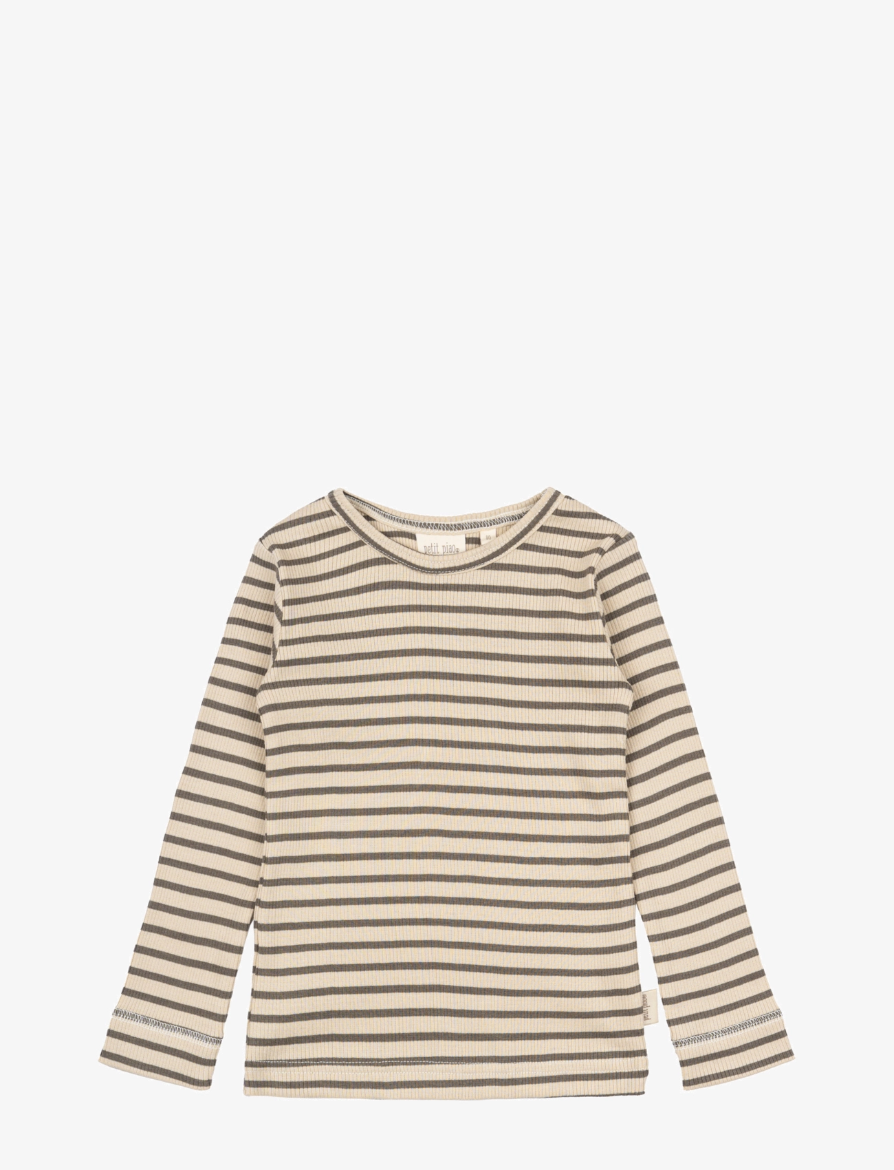 Petit Piao - T-shirt L/S Modal Striped - earth brown/dark off white - 1